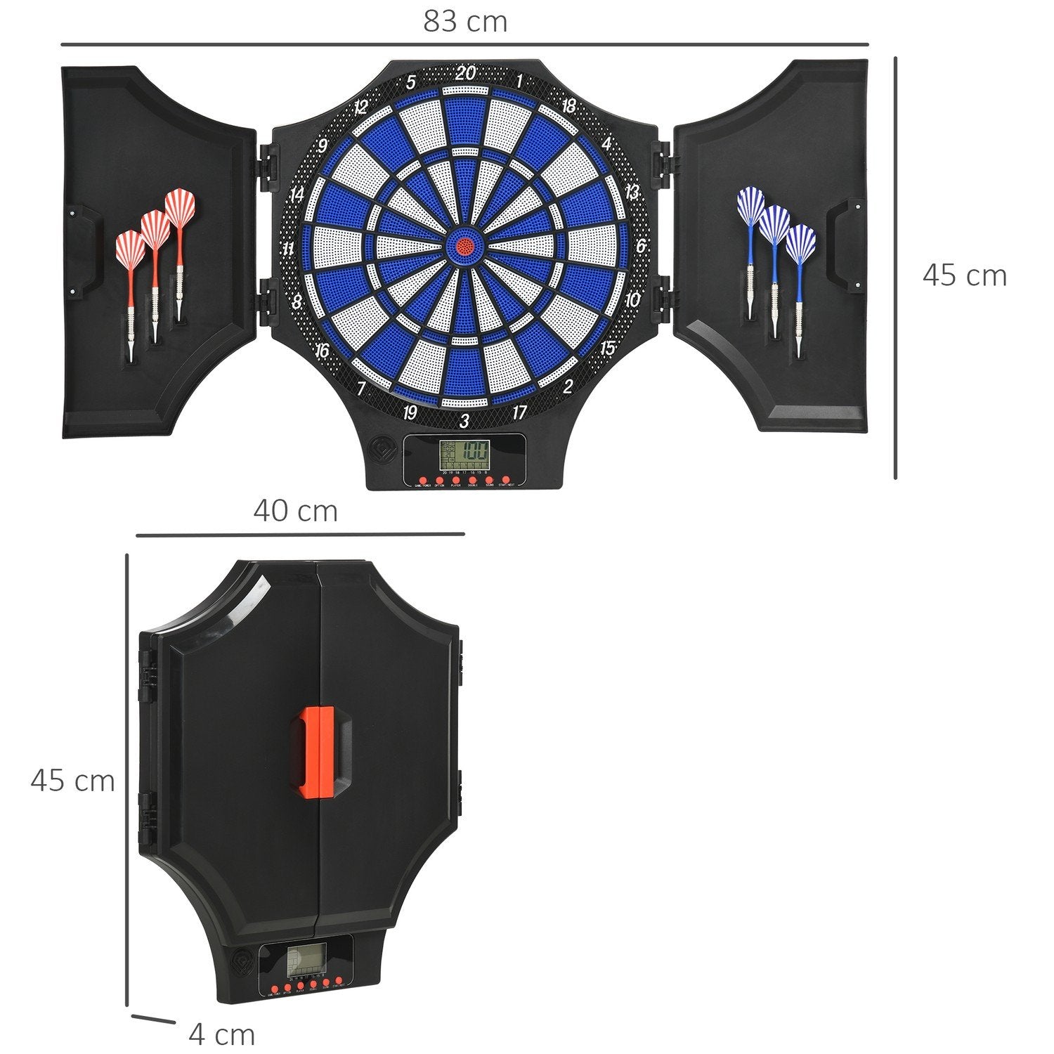 Elektronisk dartskive dartskive med 12 dart, byttespidser, dartmaskine, lcd-skærm, til 8 spillere