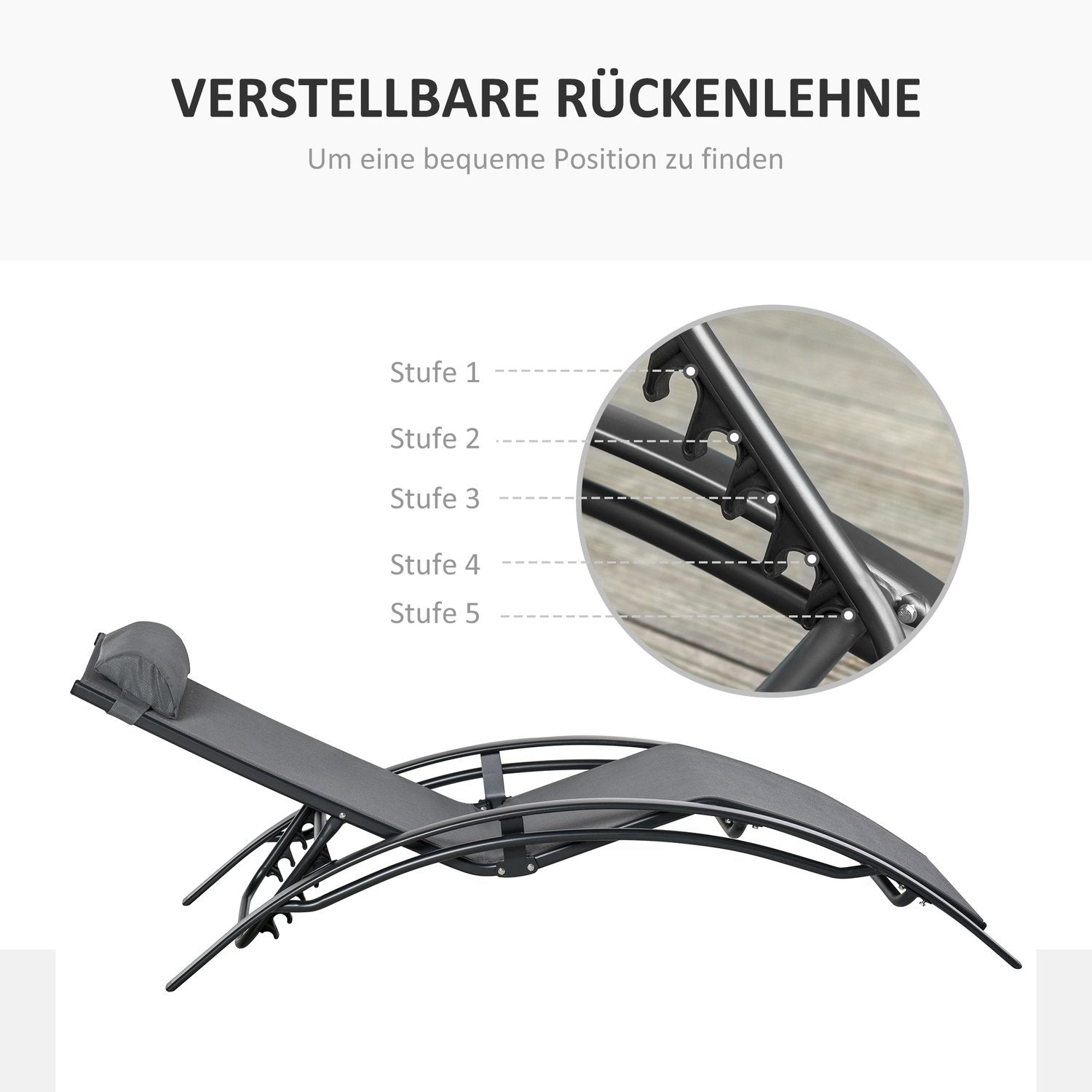 Solstol Trädgård Solstol Trädgårdsstol Relaxstol Solstol Aluminium Justerbar Grå 171 X 64 X 82 Cm