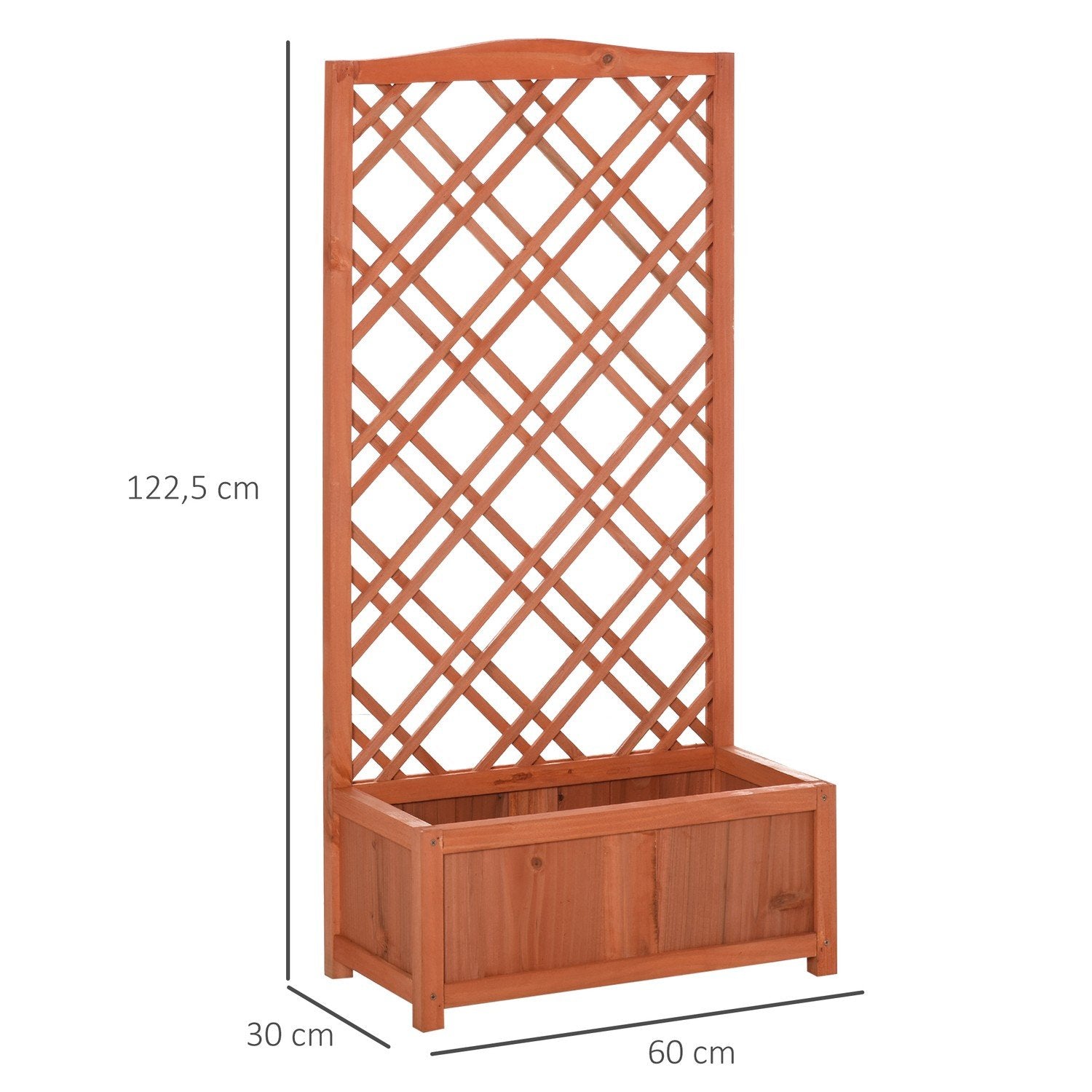 Plantekasse blomsterstativ med espalier, træ, gul, 60x30x122,5 cm