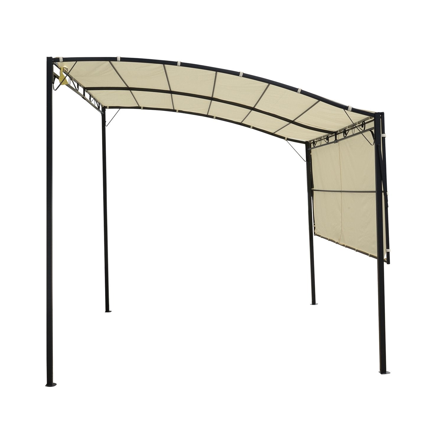 Gazebo Havepavillon Markise Solmarkise Med Foldesidetag UV Beskyttelse Stål + Polyester Creme Hvid + Sort 3 X 2,5 M