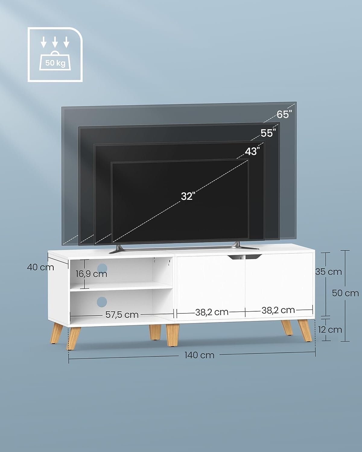 Elegant hvidt tv-skab til charme i stuen