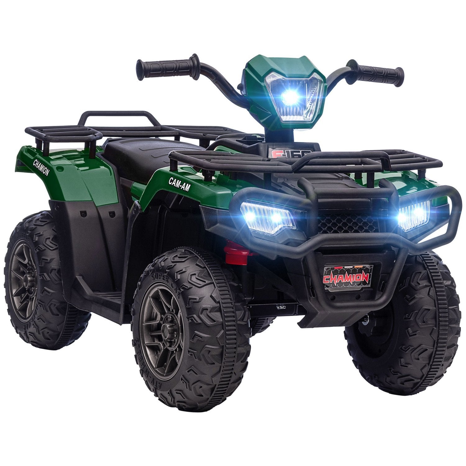 El-quad bike til børn, Elektrisk quad bike med spor og musik, til børn fra 3 år og opefter, børnemotorcykel, sort+grøn, 88 x 45 x 50 cm