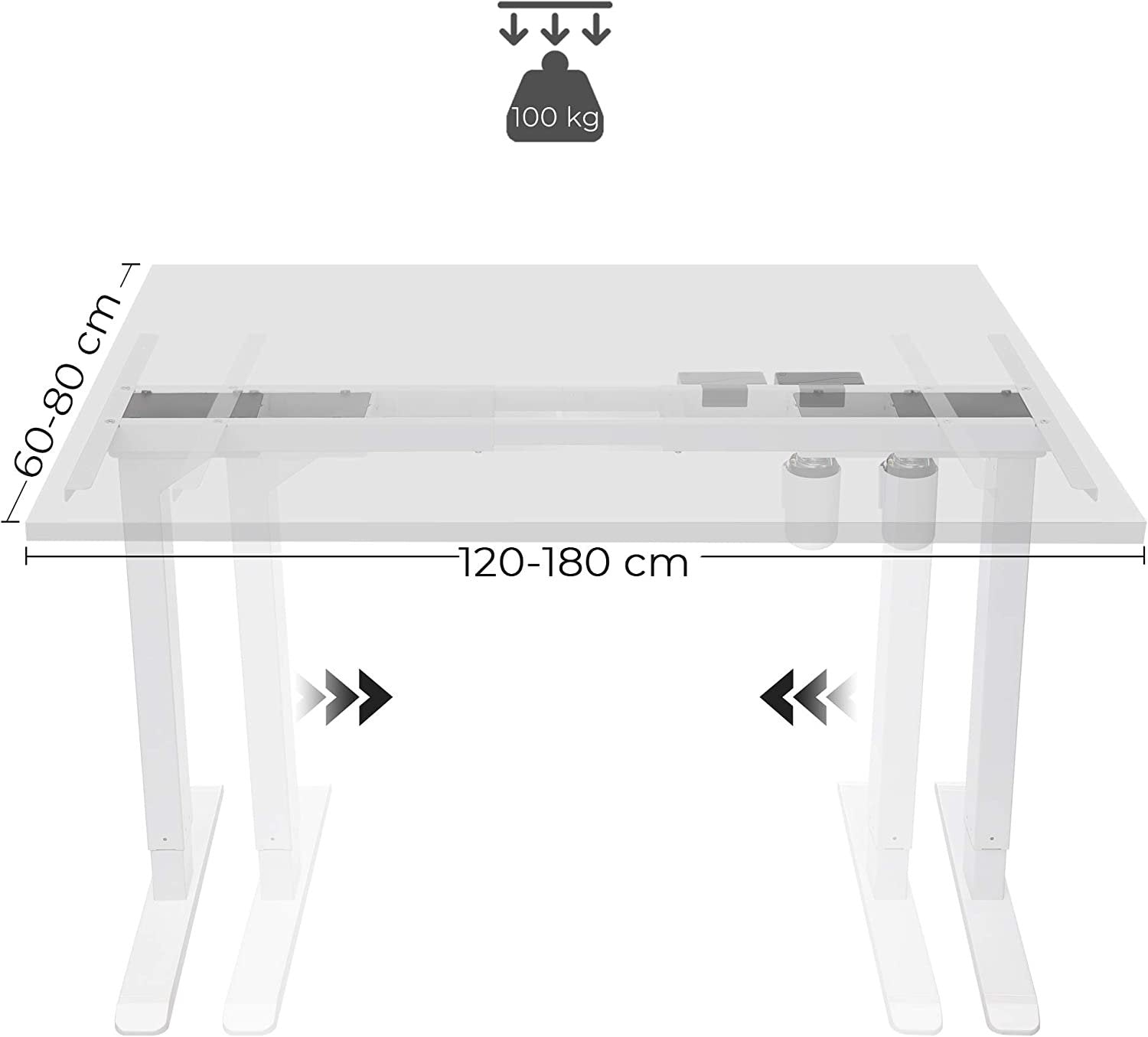 Elektrisk højdejusterbar skrivebordsramme, 71-112 cm, 100 kg belastning