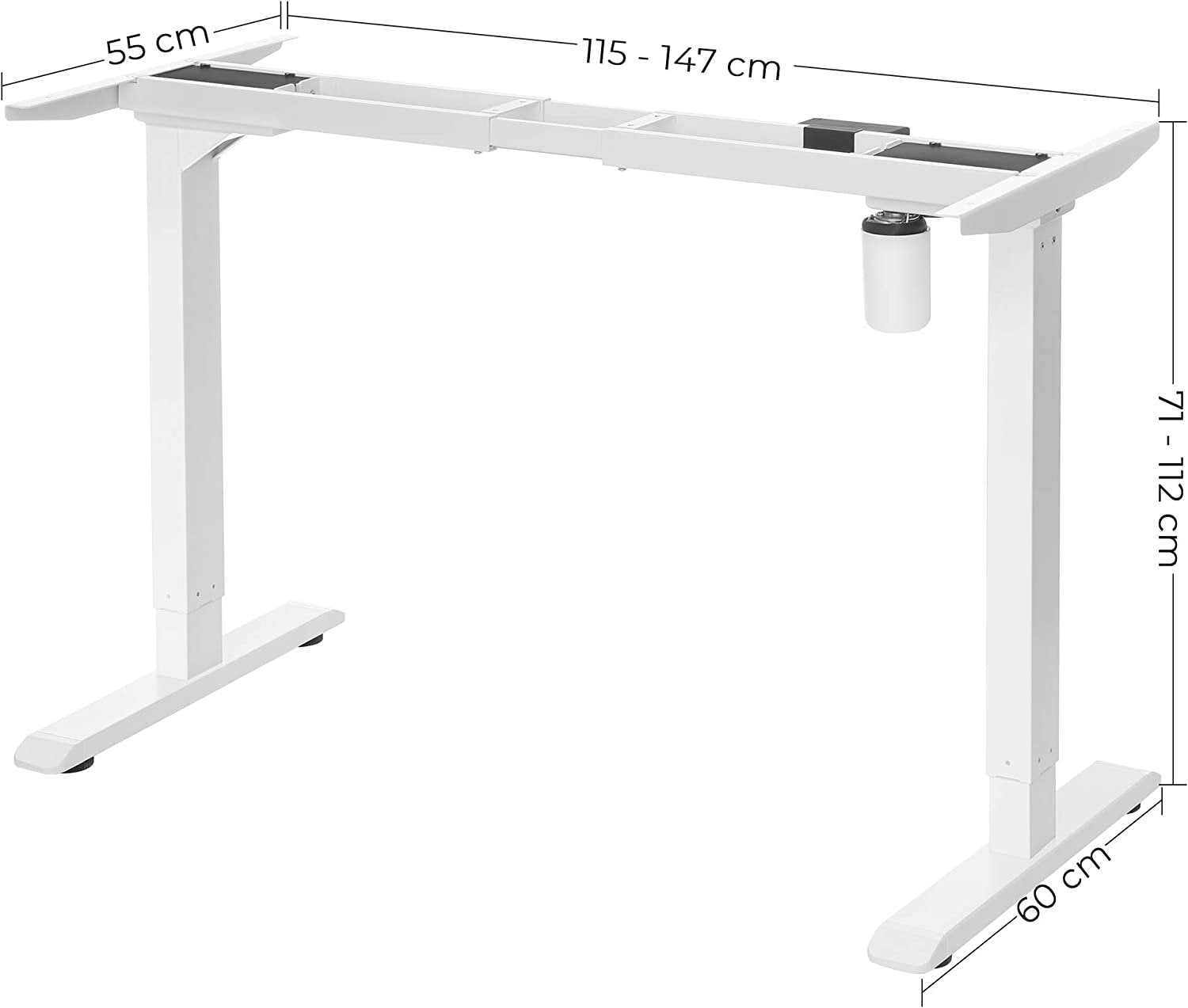 Elektrisk højdejusterbar skrivebordsramme, 71-112 cm, 100 kg belastning