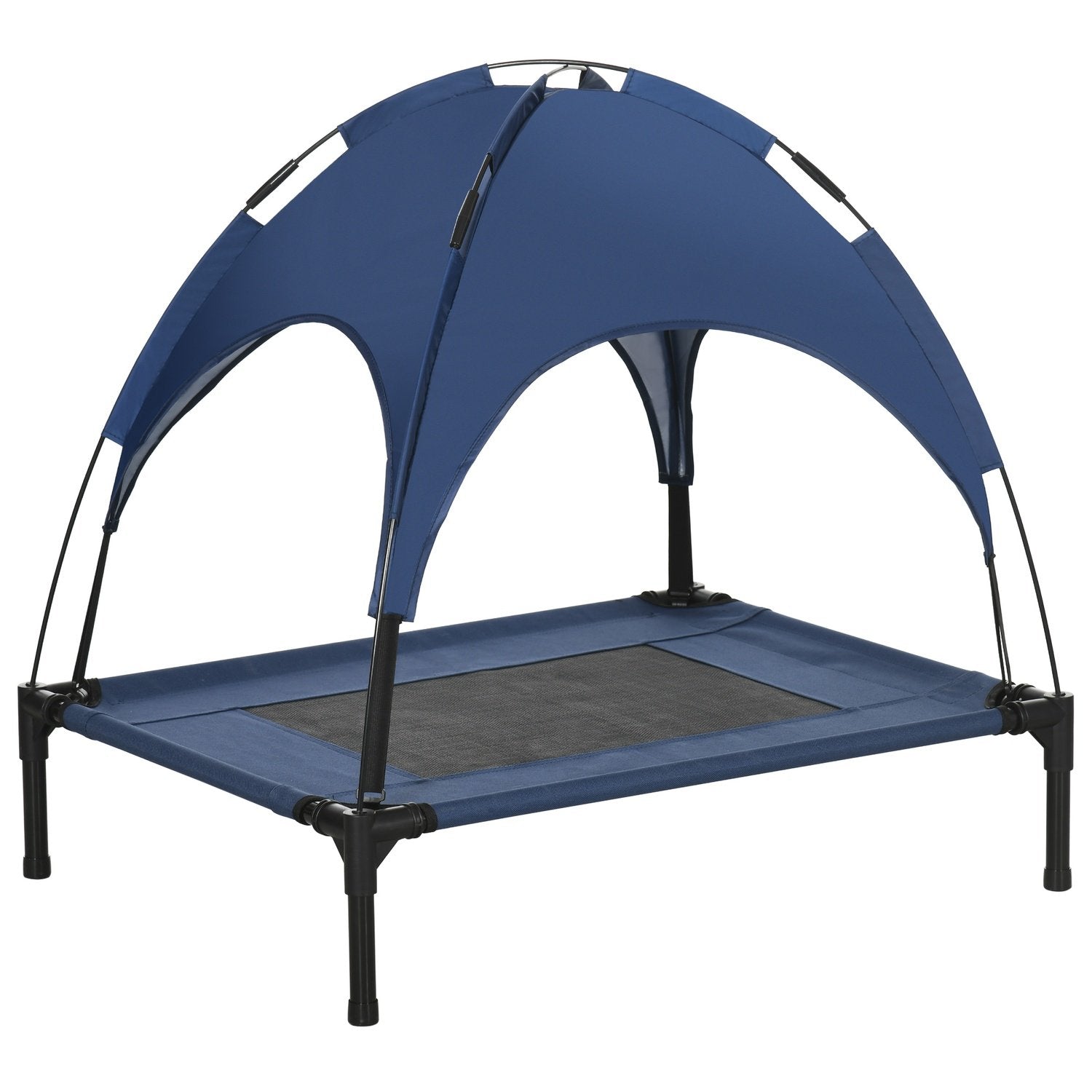 Pet Bed Outdoor Canopy Raised Mesh Uv-Skydd Mörkblå Medium Dogs