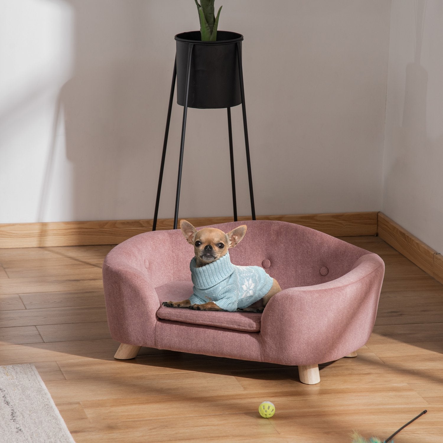 Hundeseng Hundesofa Hundesofa Hundemåtte Med pude Baglomme Plysskum Fyrretræ Pink 70 X 47 X 30 Cm