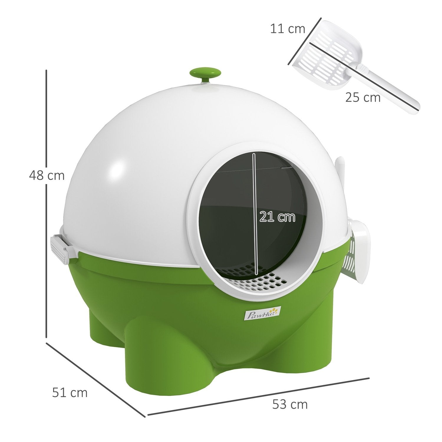 Kattebakke Låg til katte Op til 4 kg Plast indendørs Grøn+Hvid 53X51X48Cm