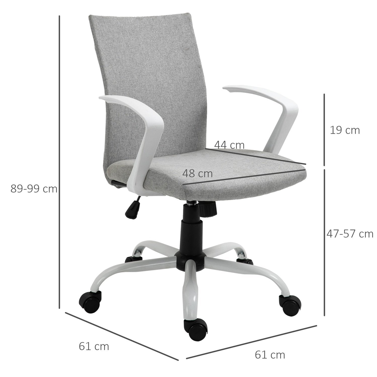 Kontorstol Skrivebordsstol med mesh ryglæn, vippefunktion, nakkestøtte, ergonomisk, 360° drejelige hjul, grå, 61X61X89-99Cm