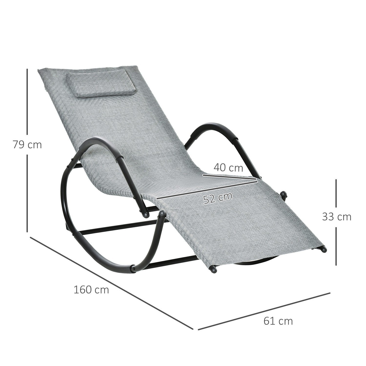 Gyngestol Gyngestol med hynde Haveseng Gyngestol Holder op til 160 kg Textline Grå 61 X 160 X 79 Cm