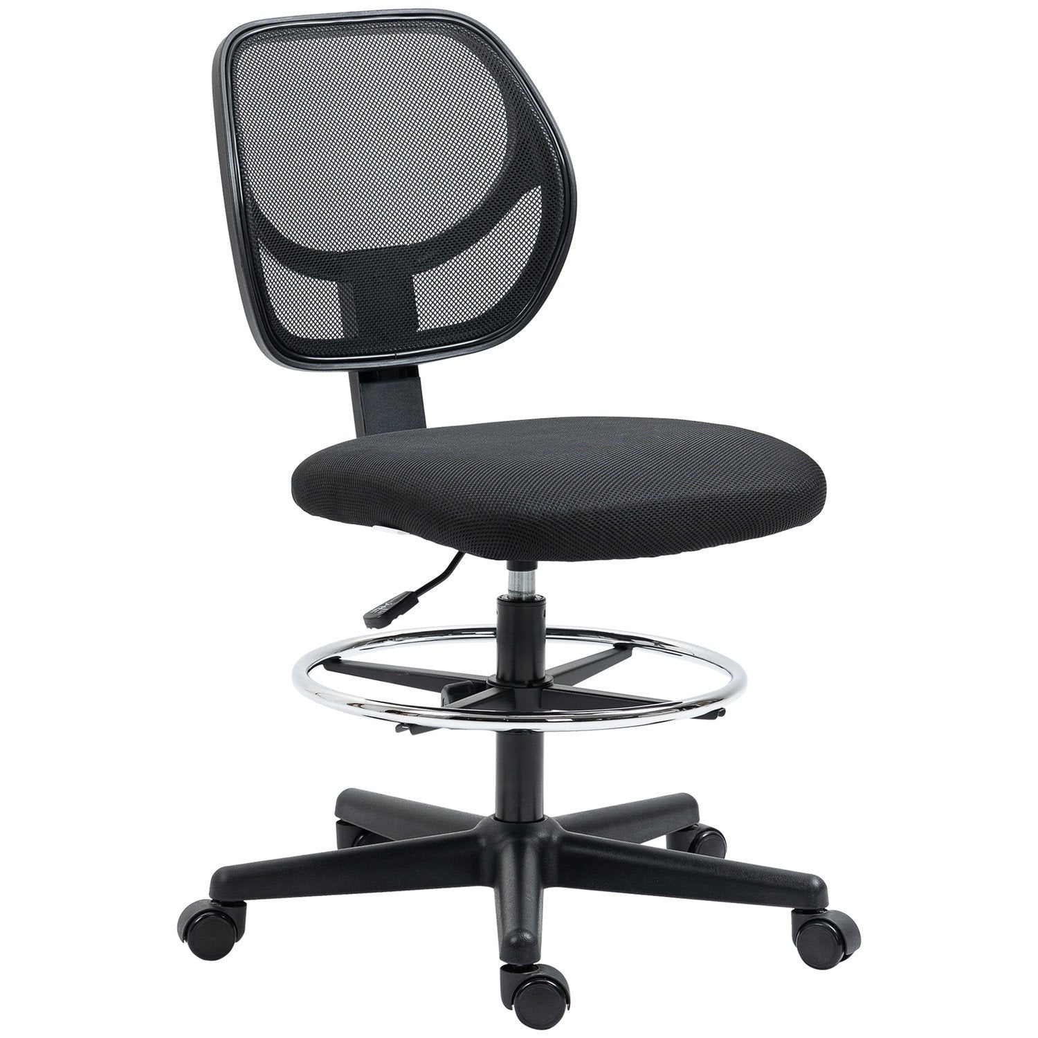 Kontorstol Ergonomisk drejestol med justerbar fodring, højdejusterbar 93-113 cm, hjul, sort