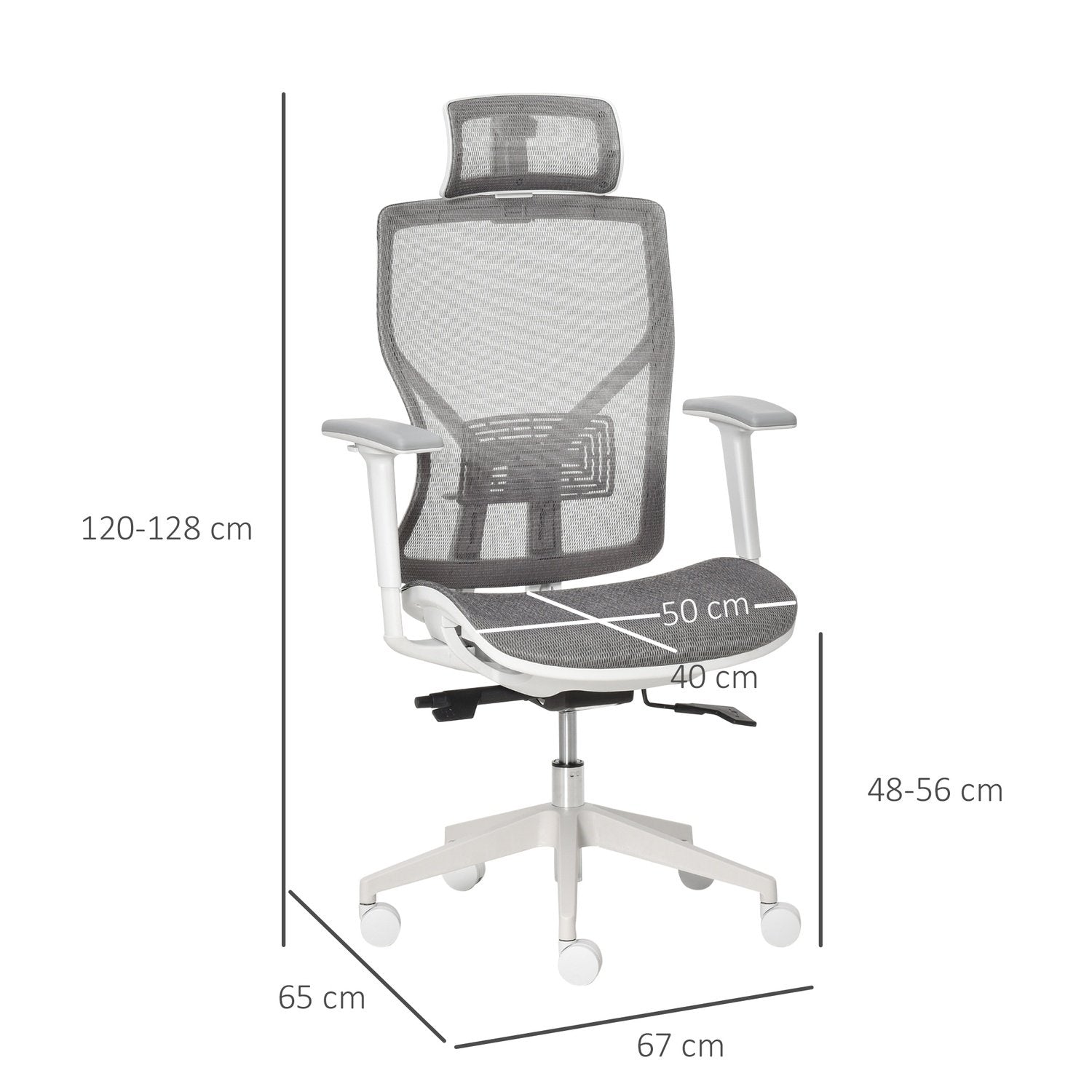 Kontorstol Skrivebordsstol Drejestol Gamingstol med nakkestøtte Lændestøttepude 3D armlæn 3 niveauer 360° drejelige hjul Højdejusterbar Ergonomisk