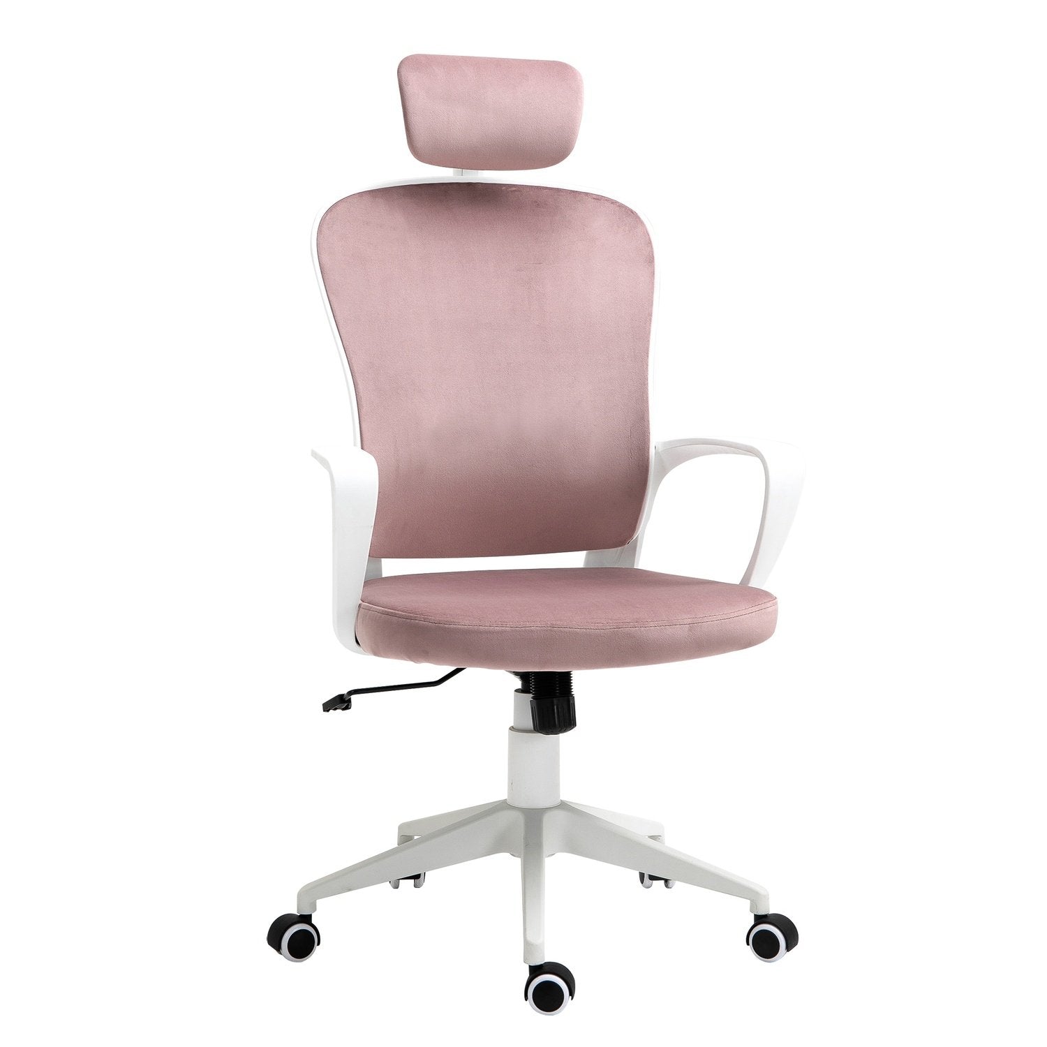 Drejestol Kontorstol, Executive Chair, Ergonomisk, Hævet og Sænket, Vippefunktion, Armlæn, Nakkestøtte, Pink, 63X64X118-128Cm