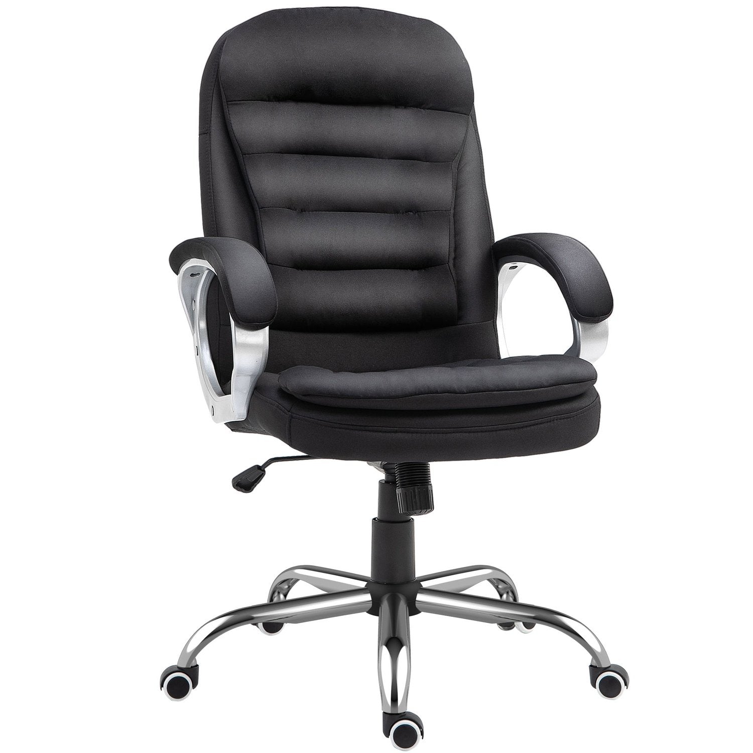 Office Chair Skrivbordsstol Med 360° Rotation, Ergonomisk, Vippfunktion, Höjdjusterbar, Svart Linne, 64X75X111-121 Cm