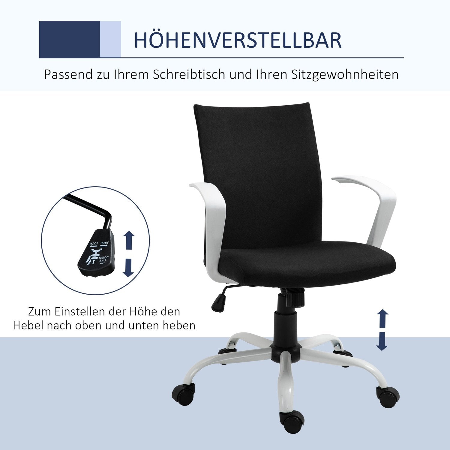 Kontorstol Skrivebordsstol Mesh Ryglæn Med Tilt Funktion Nakkestøtte Ergonomisk 360° drejelige hjul Skum Nylon Sort 61X61X89-99Cm