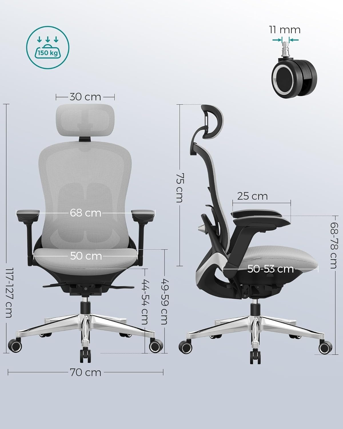 Ergonomisk kontorsstol med justerbart svankstöd