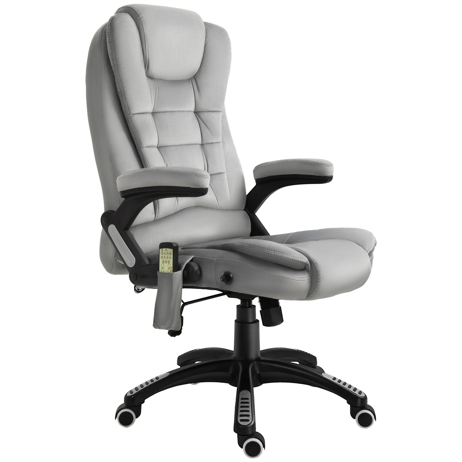 Massagestol Kontorstol, Spillestol, Hævet og sænket Executive Chair, Ergonomisk, Pu-hjul, Grå, 67X74X107-116 Cm