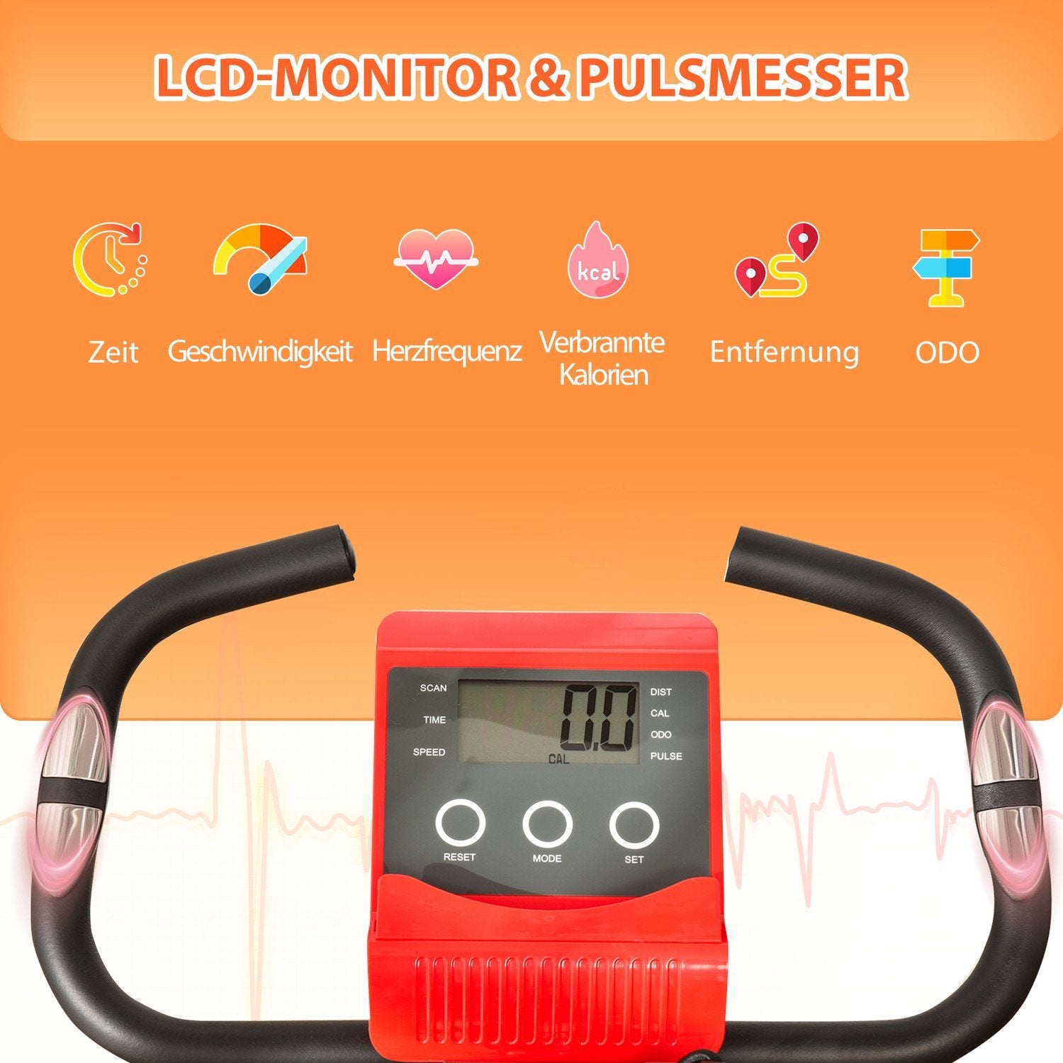 Motionscykel 2-I-1 Hemmatränare Lcd-Skärm Fällbart Träningshjul Med 8-Nivåer Justerbart Magnetiskt Motstånd Och 1 Par Spännlinor 107X52X110 Cm