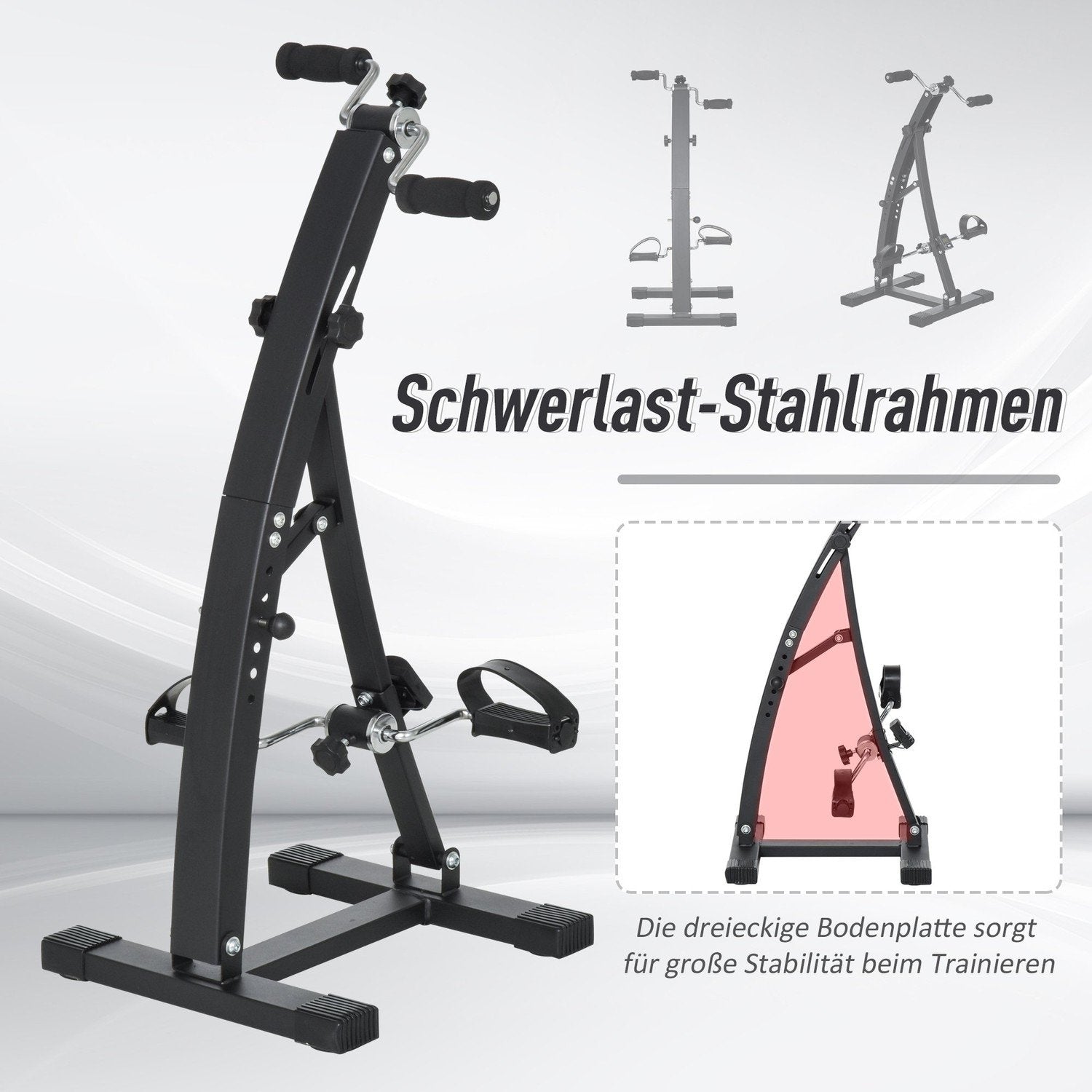 Motionscykel Motionstränare Pedaltränare För Seniorer, Stål, Svart, 41X50X96Cm