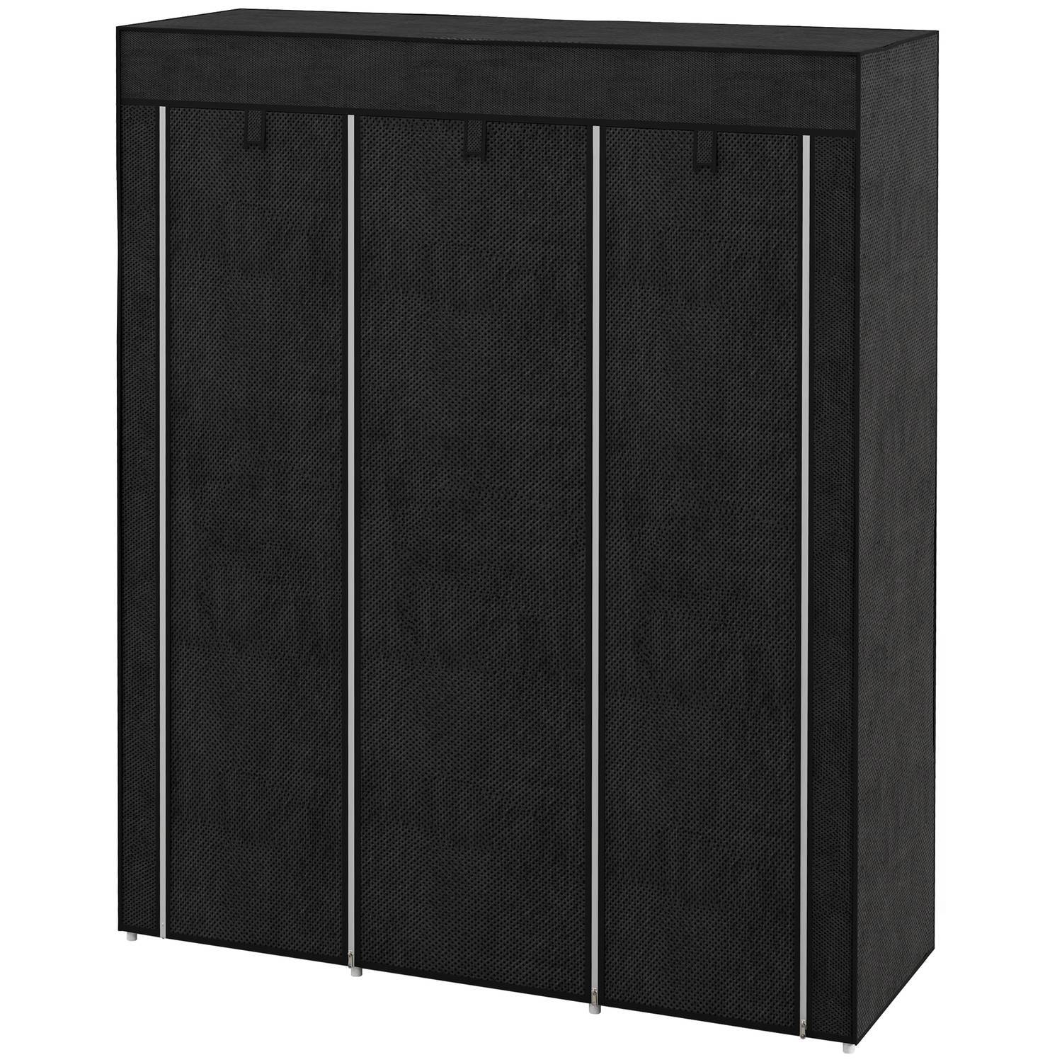 Stofgarderobe med tøjstang, 8 etager, lysegrå, 125X43X162,5 cm, pladsbesparende foldeskab til entre