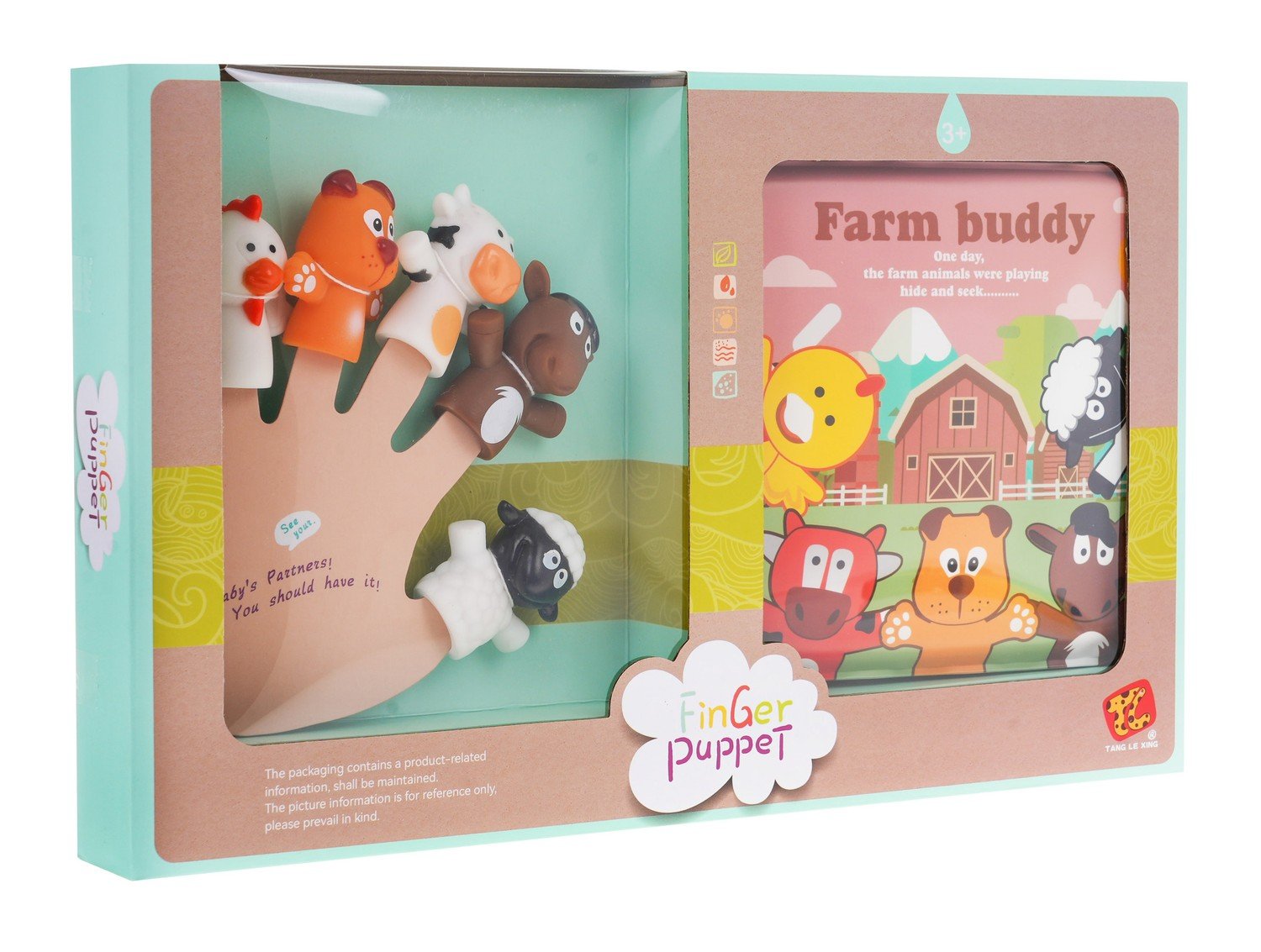 Farm Animal Gummi dockor Set med mjuk bok för barn