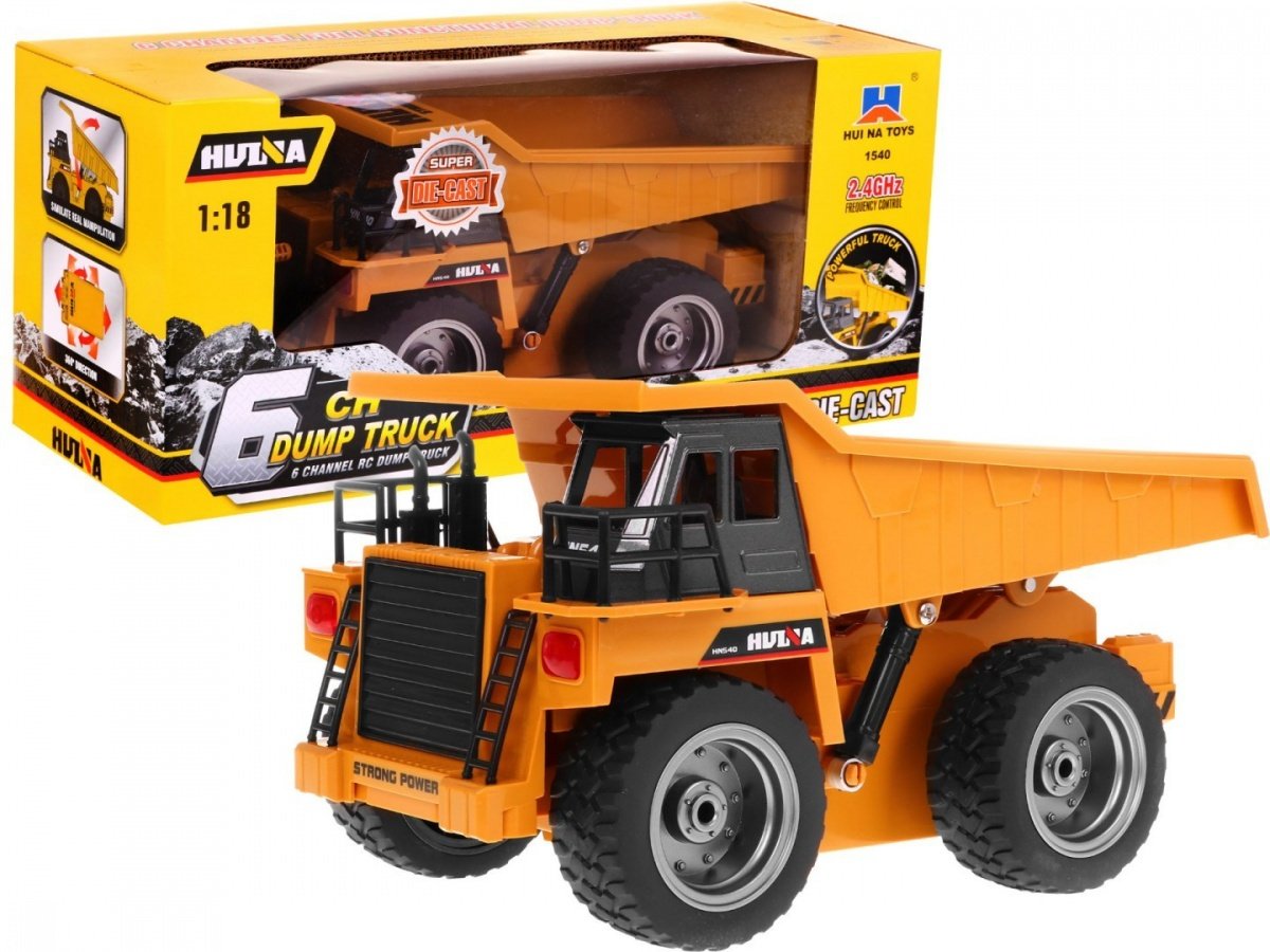 Fjernbetjening metaldumper 1:18 med lys og 4WD