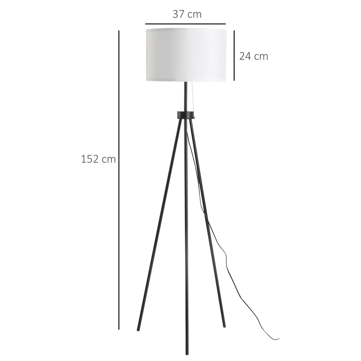 Gulvlampe Moderne Gulvlampe E27, Stål &amp; Polyester, Sort &amp; Hvid, 37X37X152Cm