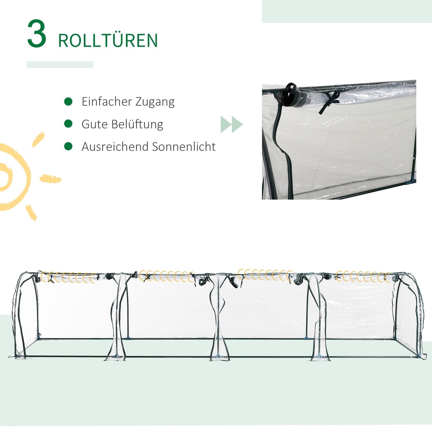 Folie Drivhus Drivhus Med Dør Kold Ramme Plante Dyrkning Drivhus Folie Stål Pvc Transparent 395 X 100 X 80 Cm