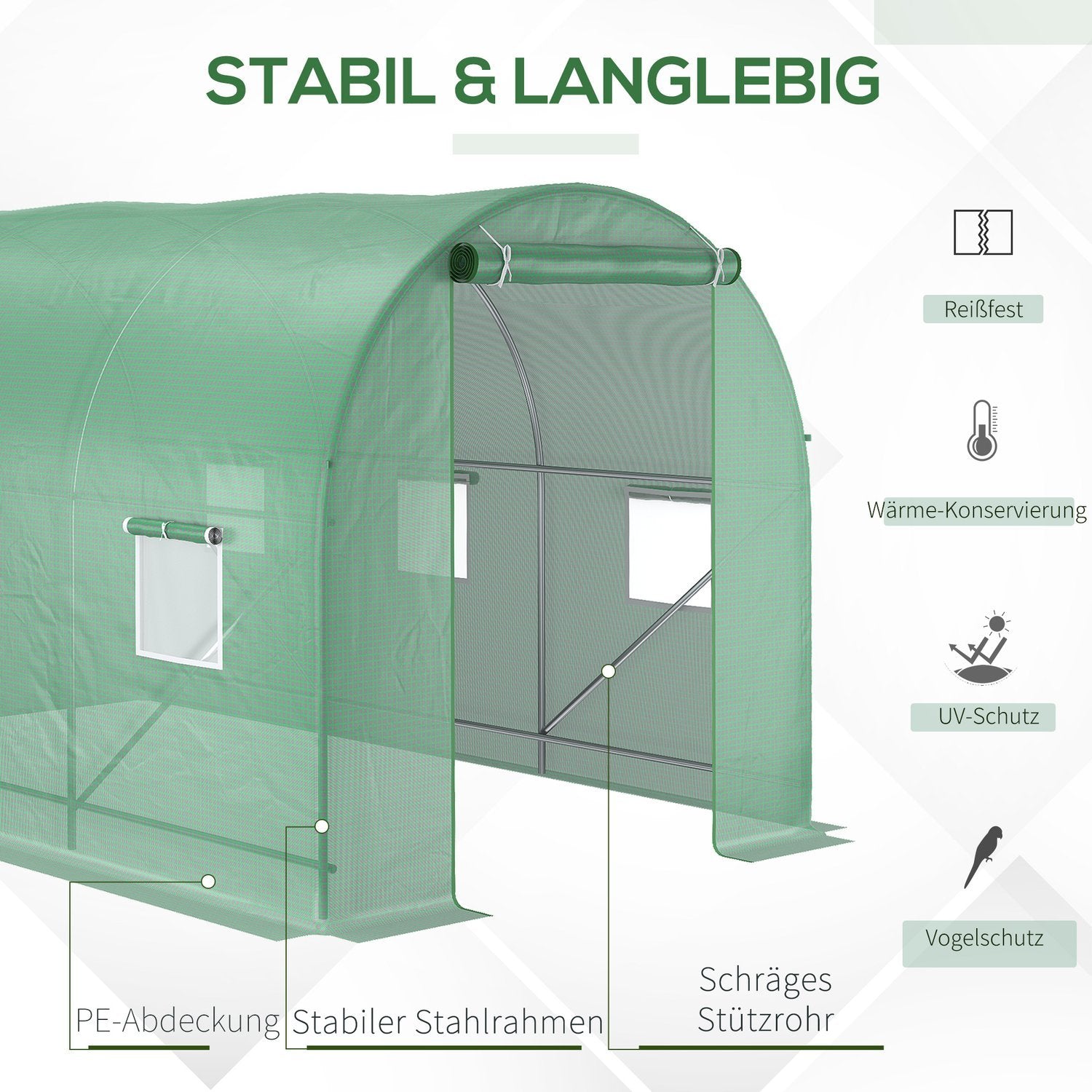 Folie Drivhus Tomat Drivhus Drivhus Folie Tunnel Kold Ramme Med Vindue Grøn 350 X 200 X 200 Cm