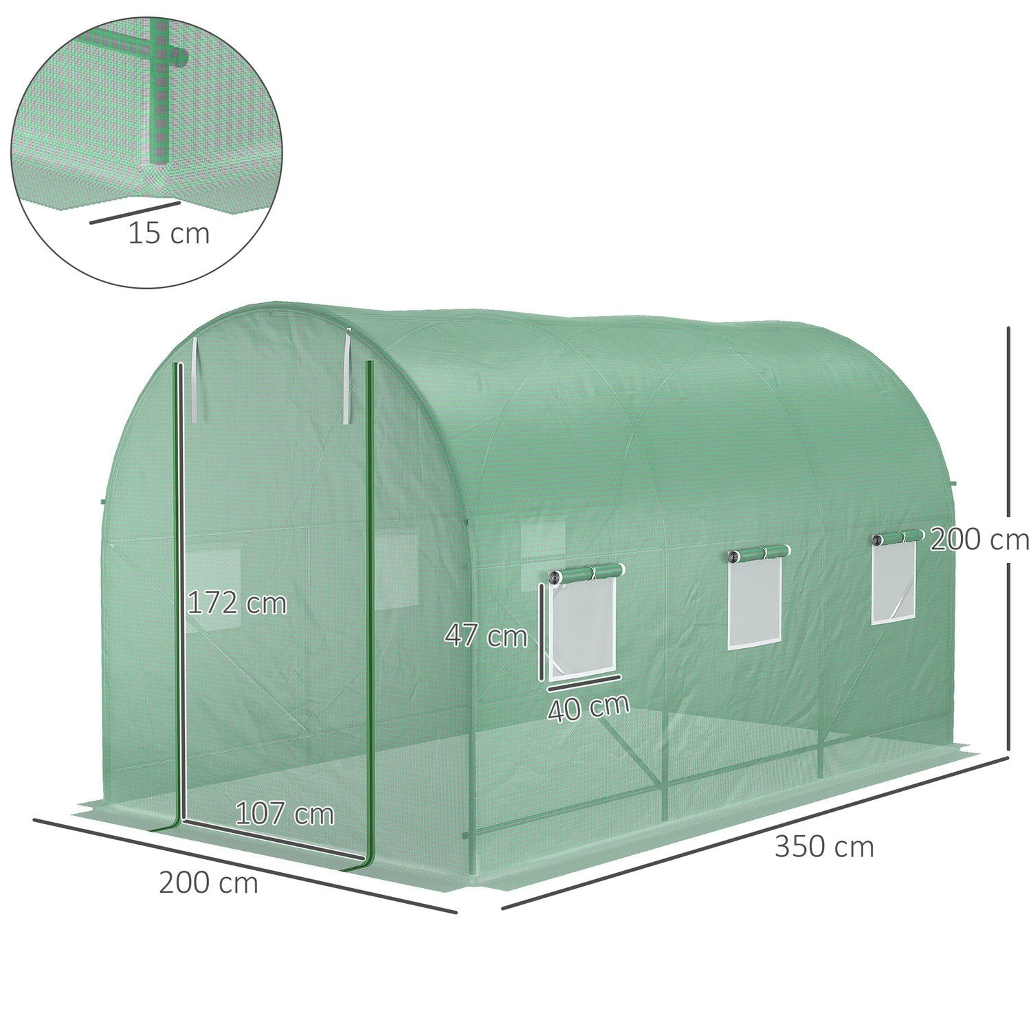 Folie Drivhus Tomat Drivhus Drivhus Folie Tunnel Kold Ramme Med Vindue Grøn 350 X 200 X 200 Cm