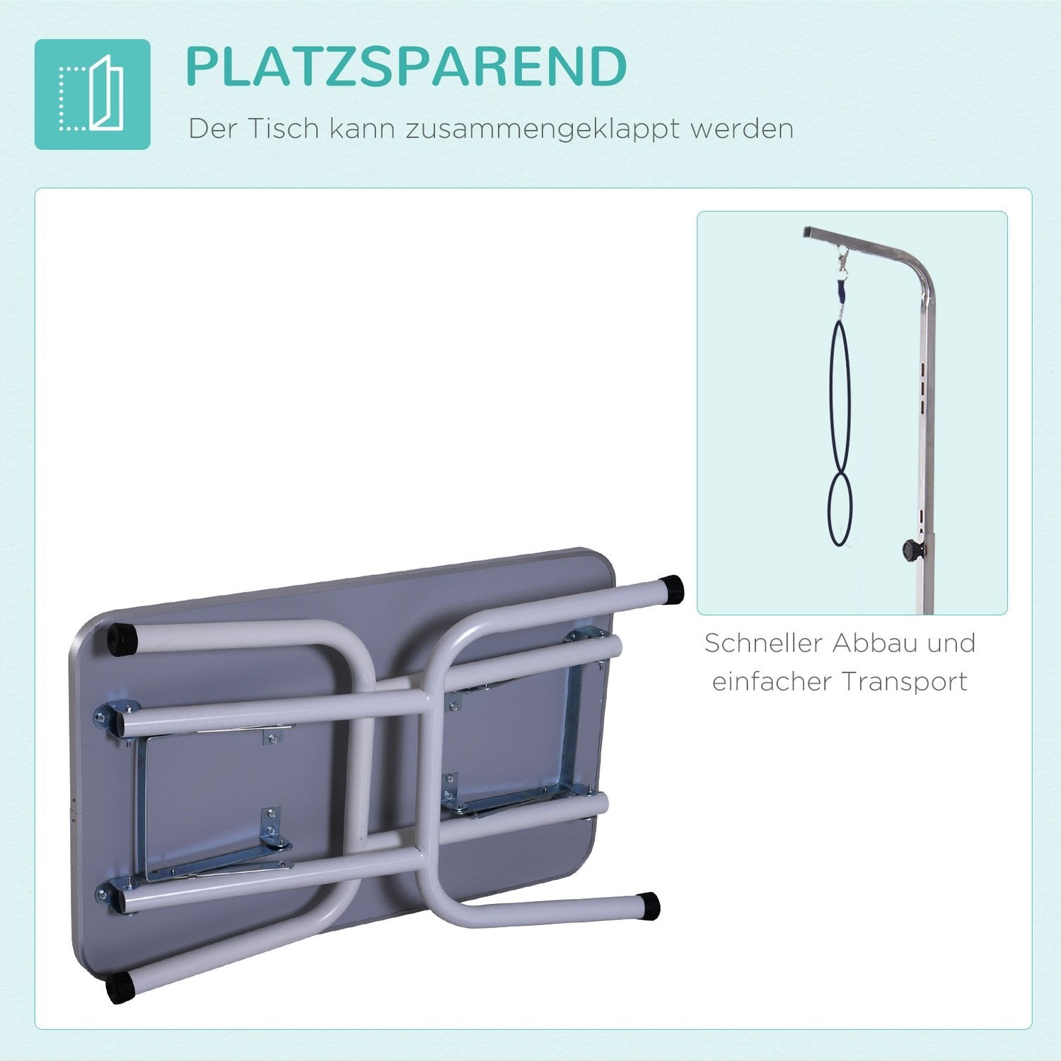 Plejebord Sammenklappeligt striglebord til hunde, klippebord med metalstel, sort, 81X48X80Cm