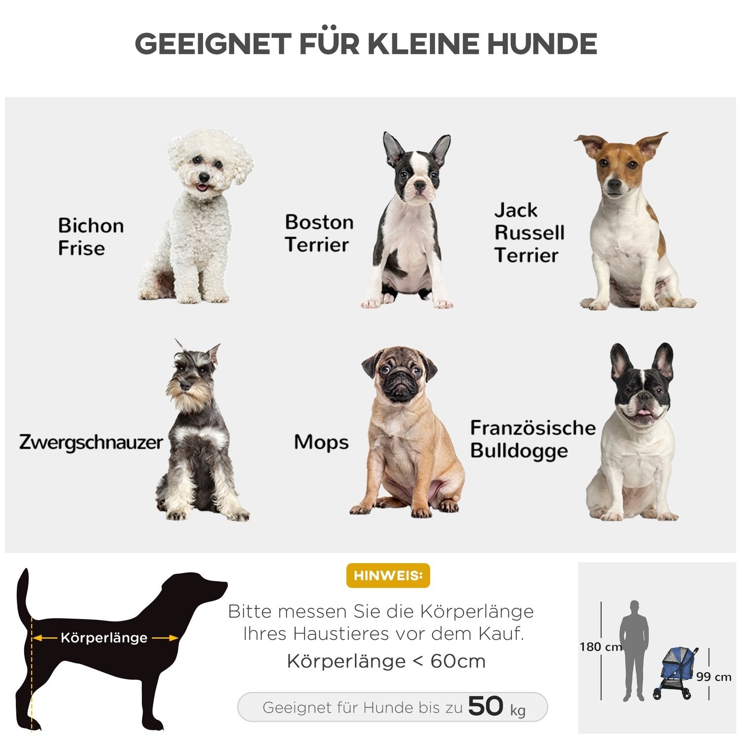 Hundeklapvogn, Sammenfoldelig Hundeklapvogn, Hundeklapvogn med pude, Kattevogn, Meshvindue, Opbevaring til små hunde, katte, 600D Oxford, Blå