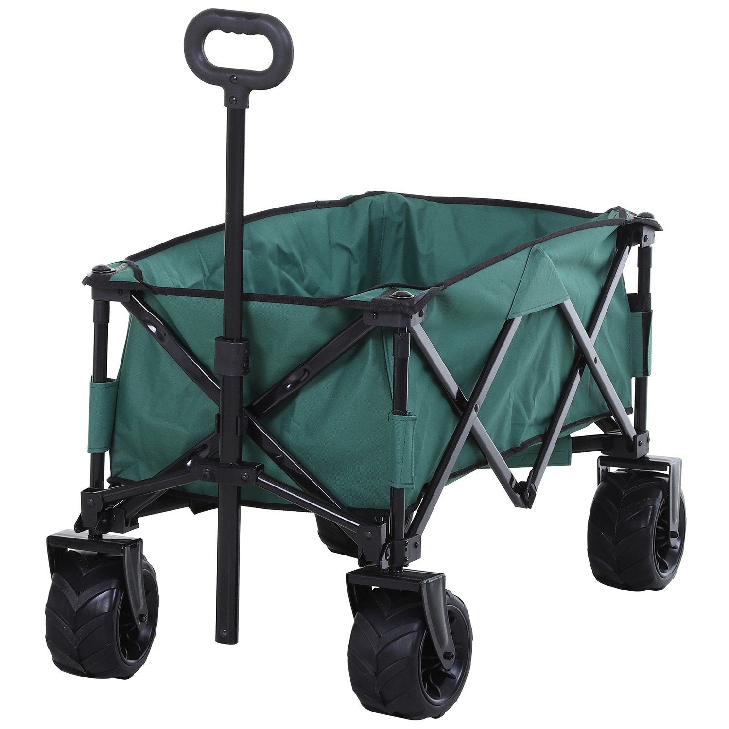 Håndkærre Sammenfoldelig håndvogn 360° havevogn Teleskophåndtag Justerbar op til 20 kg Metal Oxford Green 108X55X59-89Cm