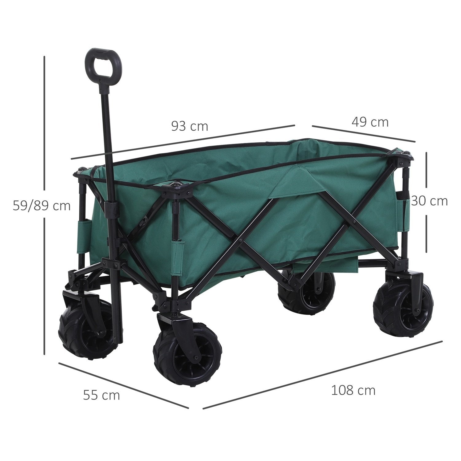 Håndkærre Sammenfoldelig håndvogn 360° havevogn Teleskophåndtag Justerbar op til 20 kg Metal Oxford Green 108X55X59-89Cm