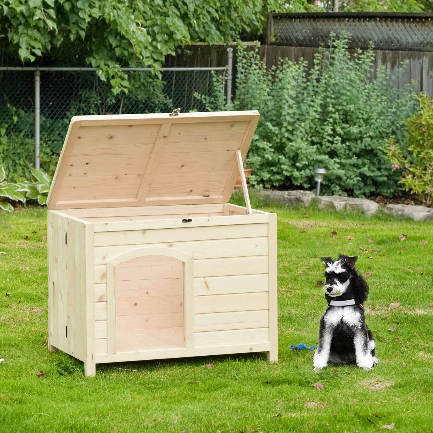 Hundkennel Hopfällbart Hundhus Av Massivt Trä, Naturligt, 78X51X62Cm