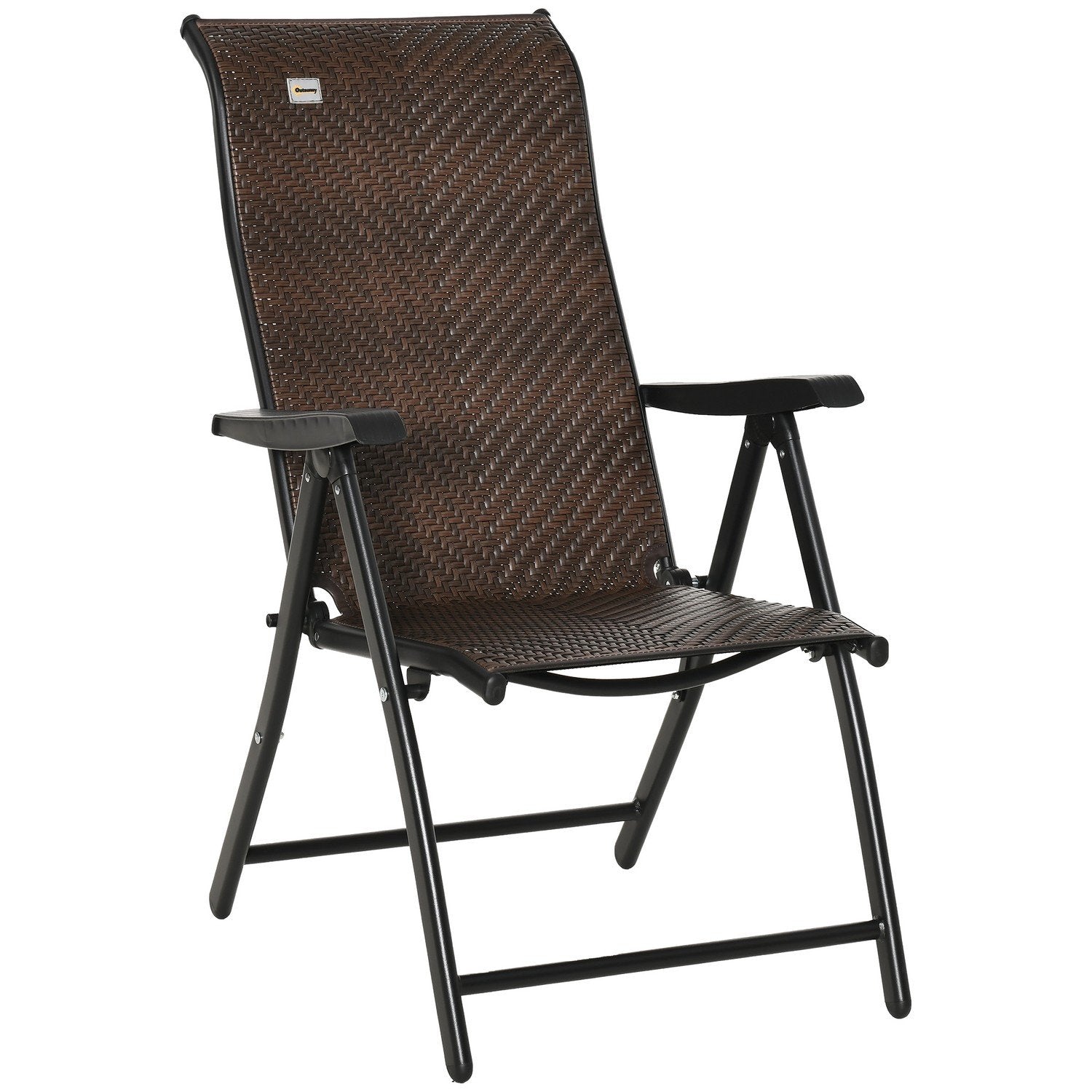 Havestol I Poly Rattan Sammenklappelig Ryglæn 7 Niveauer Justerbar Foldestol Med Armlæn Til Havebalkon Og Terrasse 58 X 71 X 111 Cm