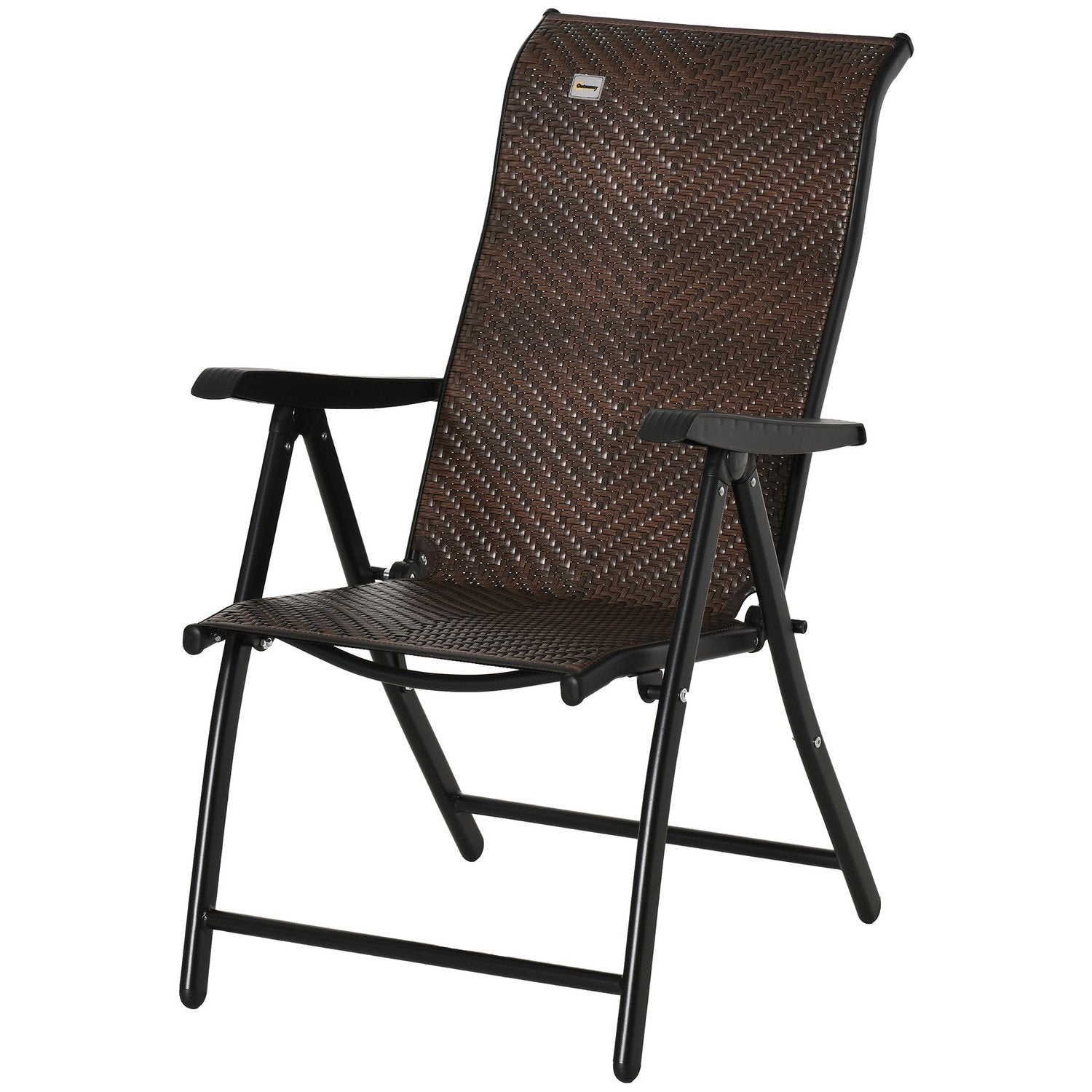 Havestol I Poly Rattan Sammenklappelig Ryglæn 7 Niveauer Justerbar Foldestol Med Armlæn Til Havebalkon Og Terrasse 58 X 71 X 111 Cm