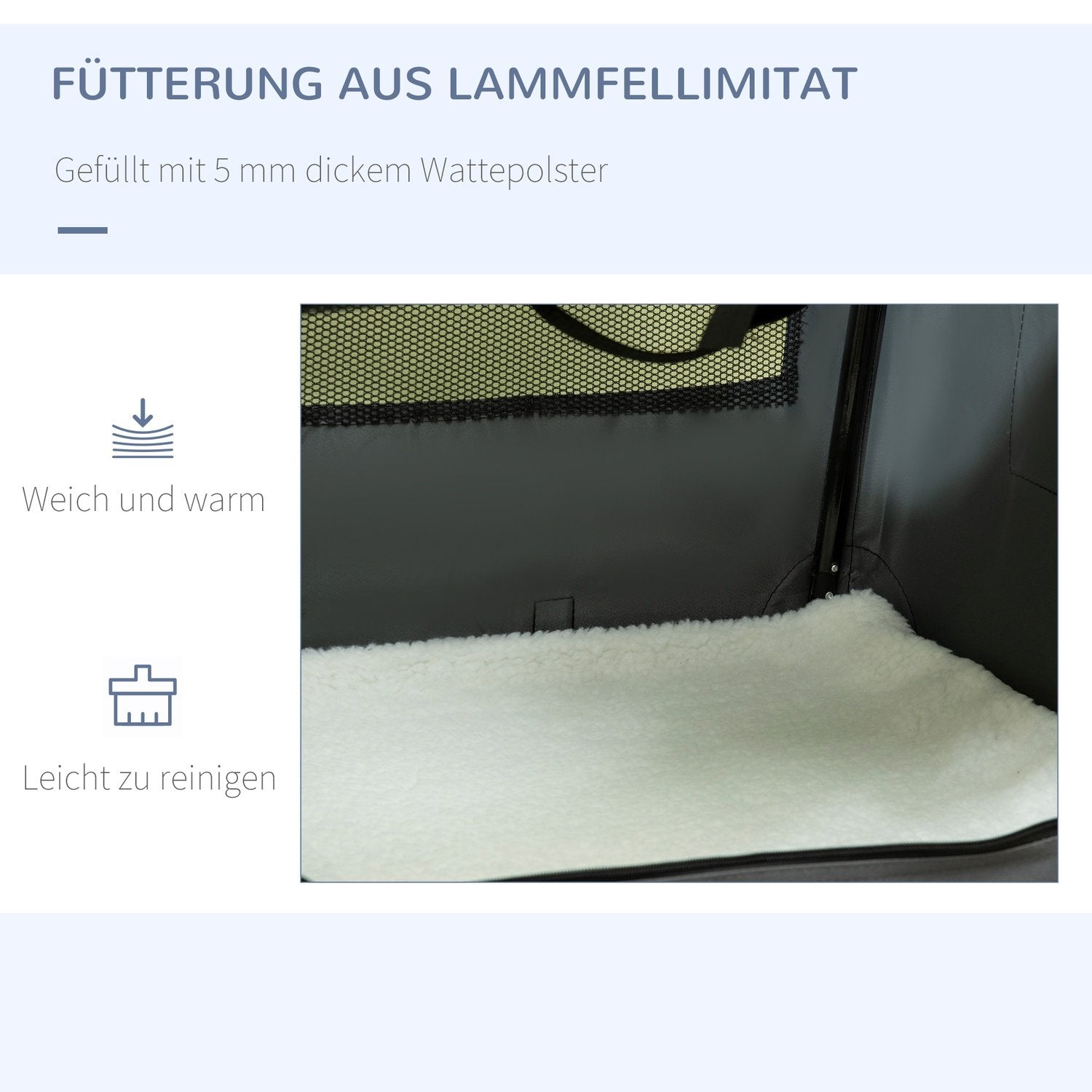 Hundetaske Transporttaske Sammenfoldelig Hundeboks Med Pude Til Små Hunde Udendørs Oxford Stof Grå + Sort 70 X 51 X 50 Cm