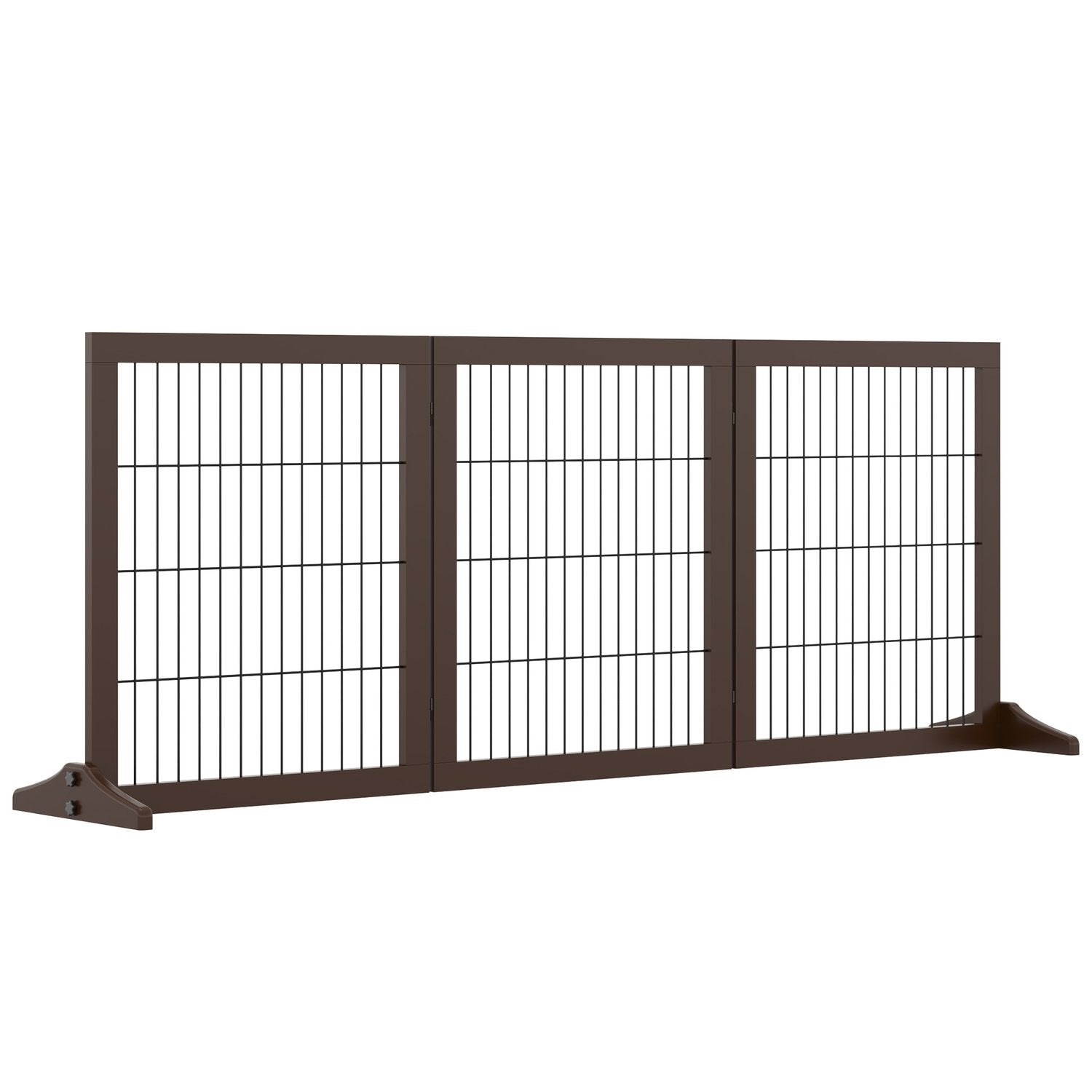 Dog Gate Barrier Tillverkad Av Furu, Fristående, Brun, 185X36X71Cm