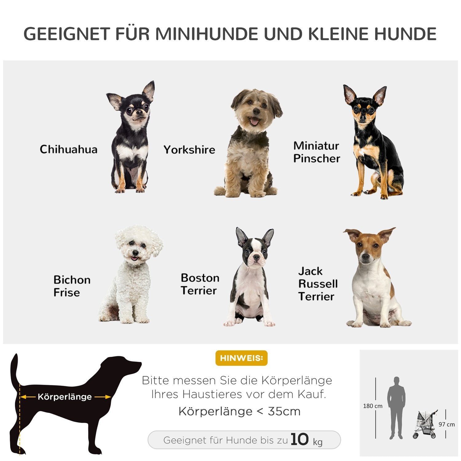 Hundeklapvogn Hundeklapvogn med regnslag, foldbar hundeklapvogn op til 20 kg, grå, med kopholder og netvindue, 75X45X97Cm