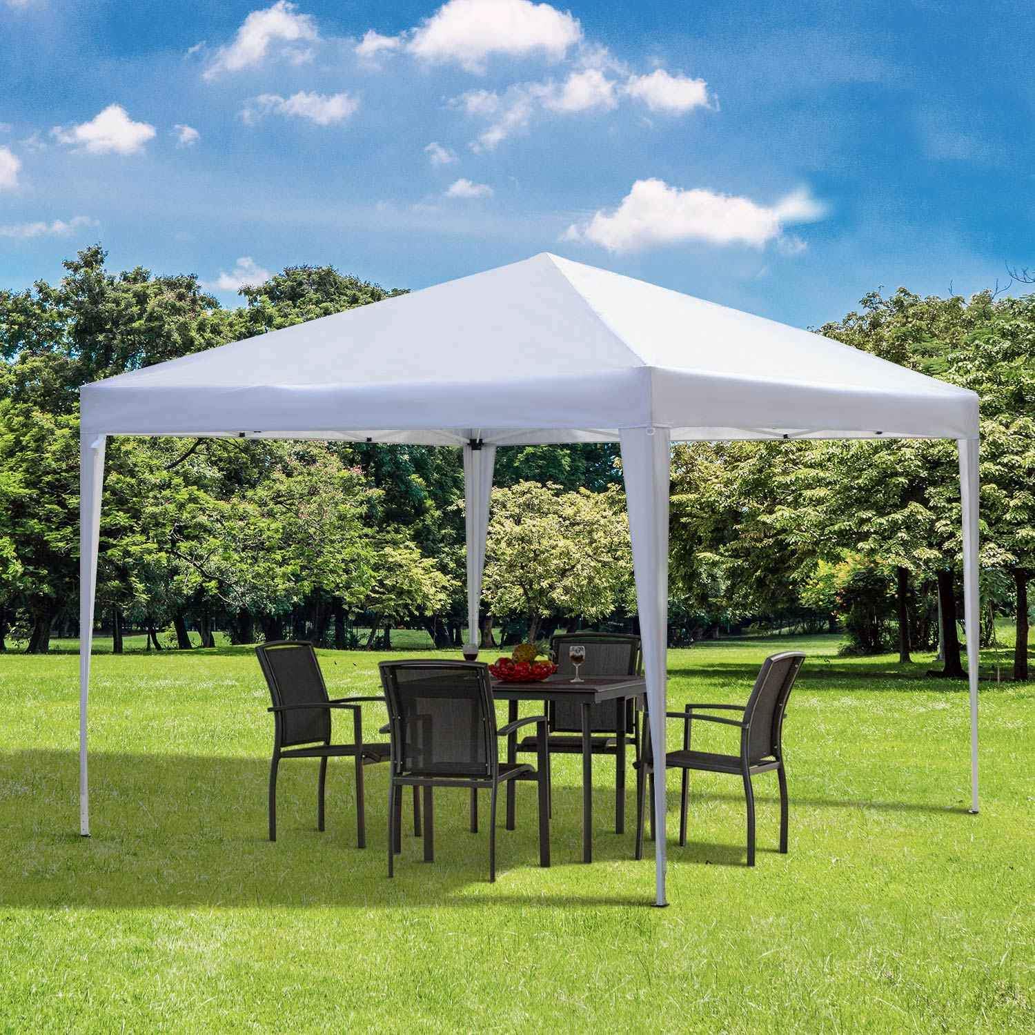 Gazebo 2,95X2,95M Pop-Up Foldbart Gazebo, UV-beskyttelse, Sammenfoldelig, Stål+Oxford, Hvid