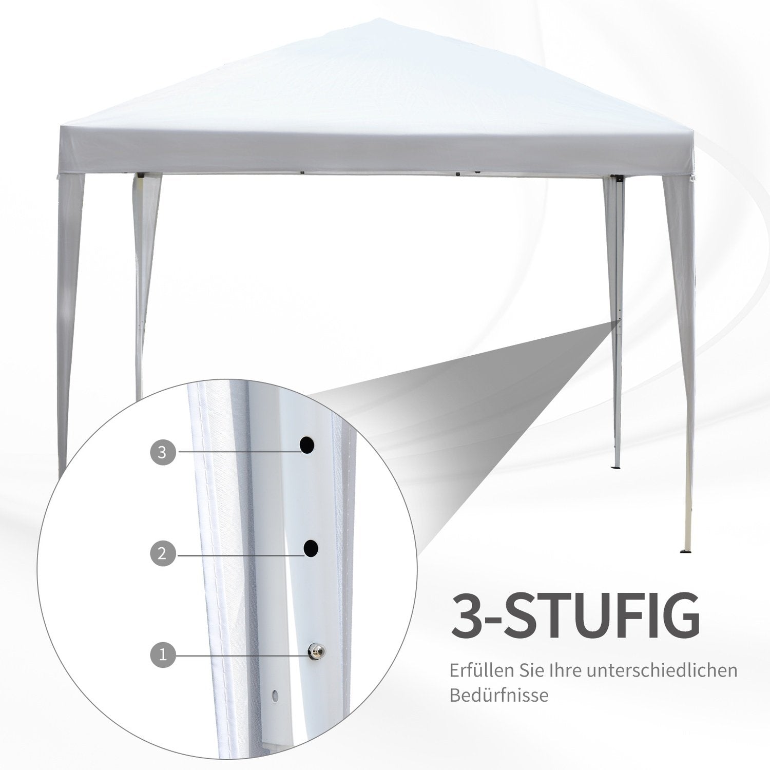 Gazebo 2,95X2,95M Pop-Up Foldbart Gazebo, UV-beskyttelse, Sammenfoldelig, Stål+Oxford, Hvid