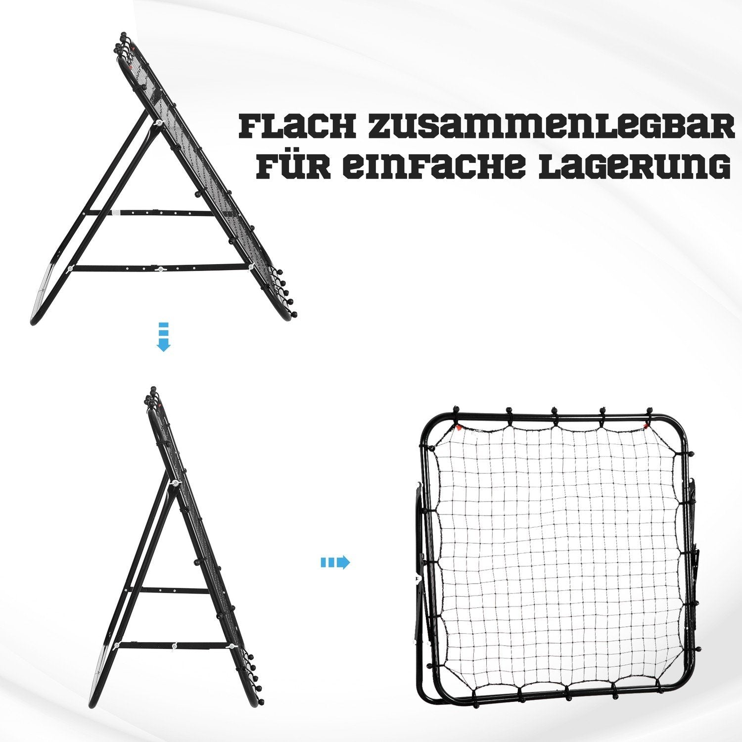 Football Rebounder Kickback Goal Rebound Vægnet lavet af metalrør+Pe, 96X80X96 Cm, Sort