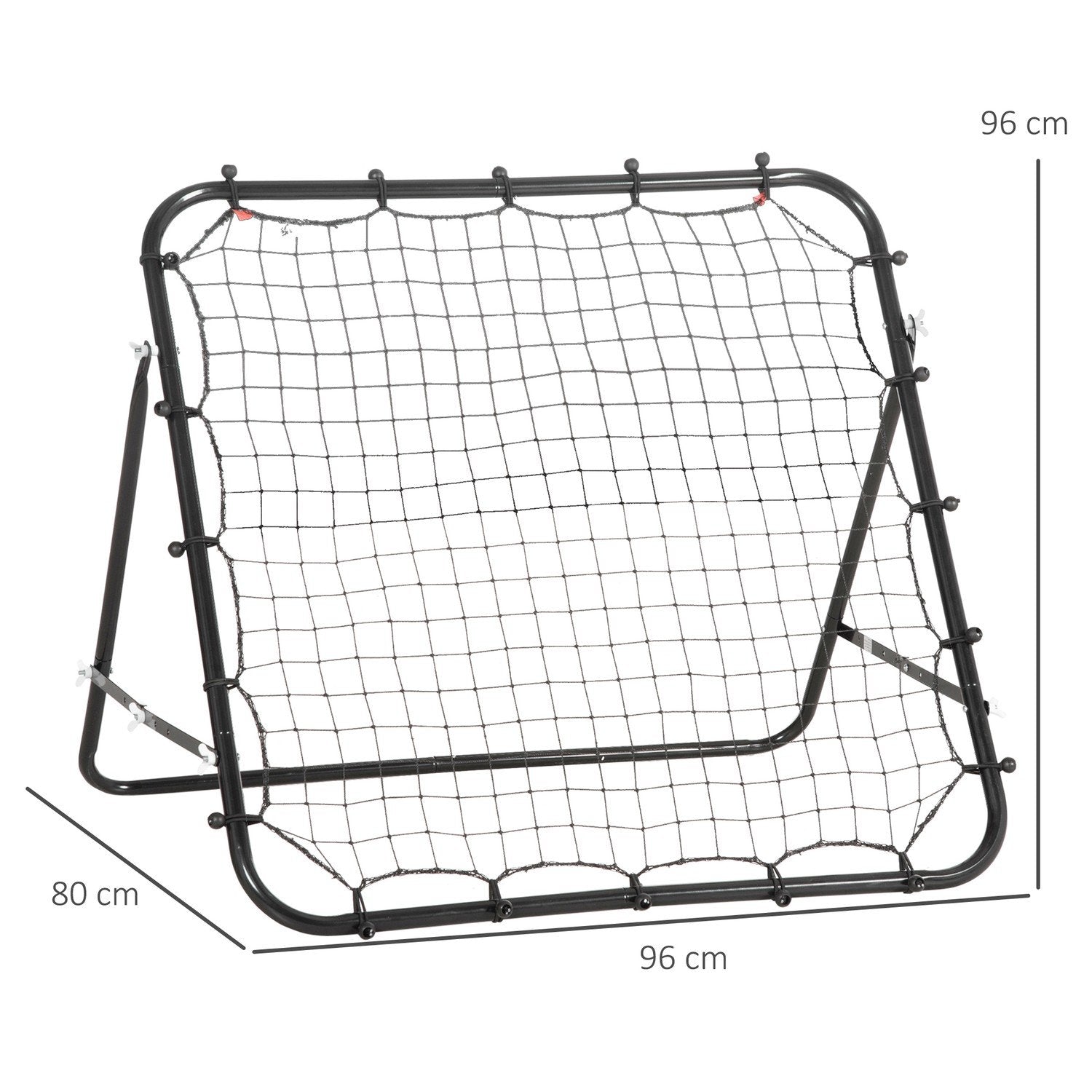 Football Rebounder Kickback Goal Rebound Vægnet lavet af metalrør+Pe, 96X80X96 Cm, Sort