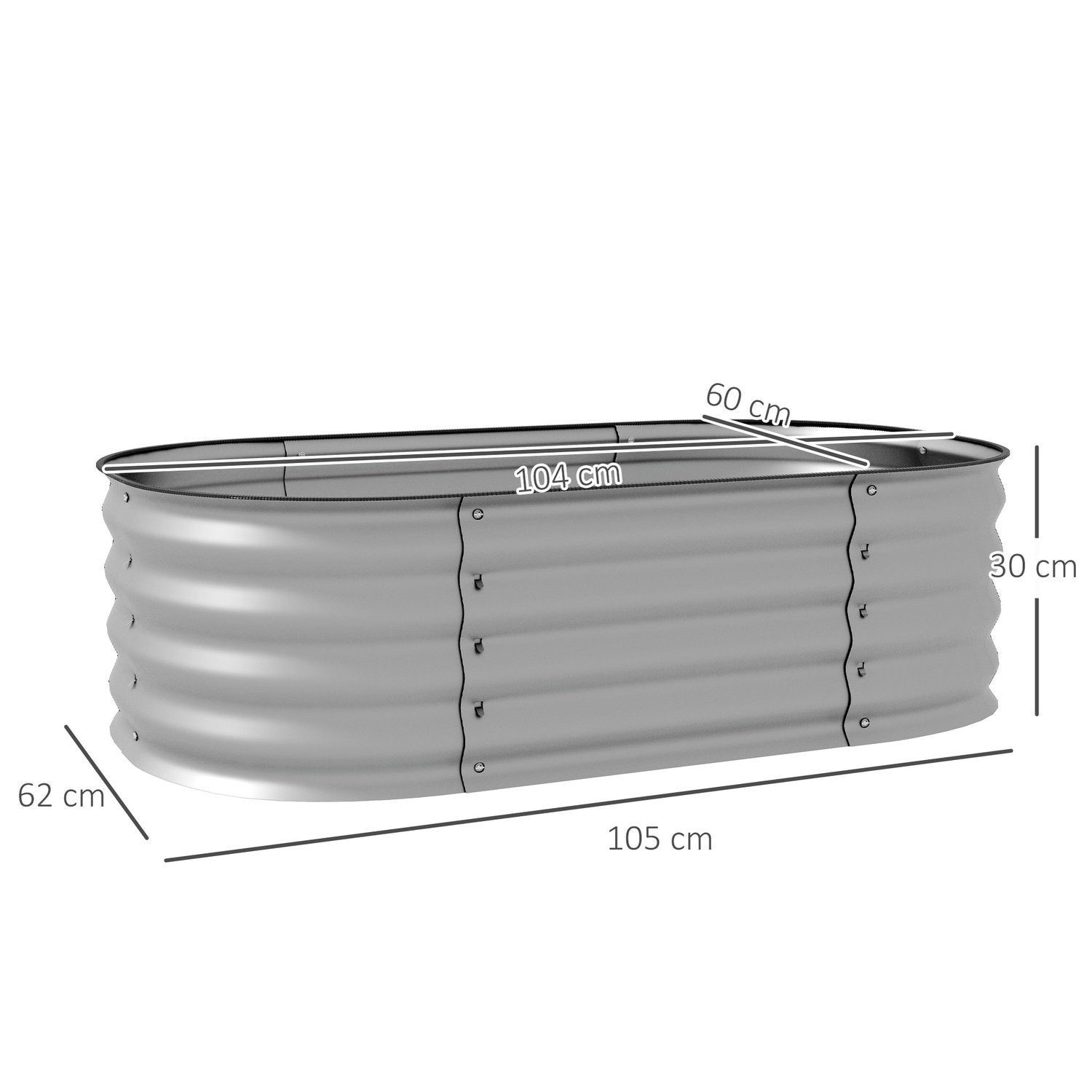 Metal Højbed Plantning Grøntsagsseng DIY Åbenbund Blomsterkasse Urtebed Til Havebalkon Sølv 105 X 62 X 30 Cm