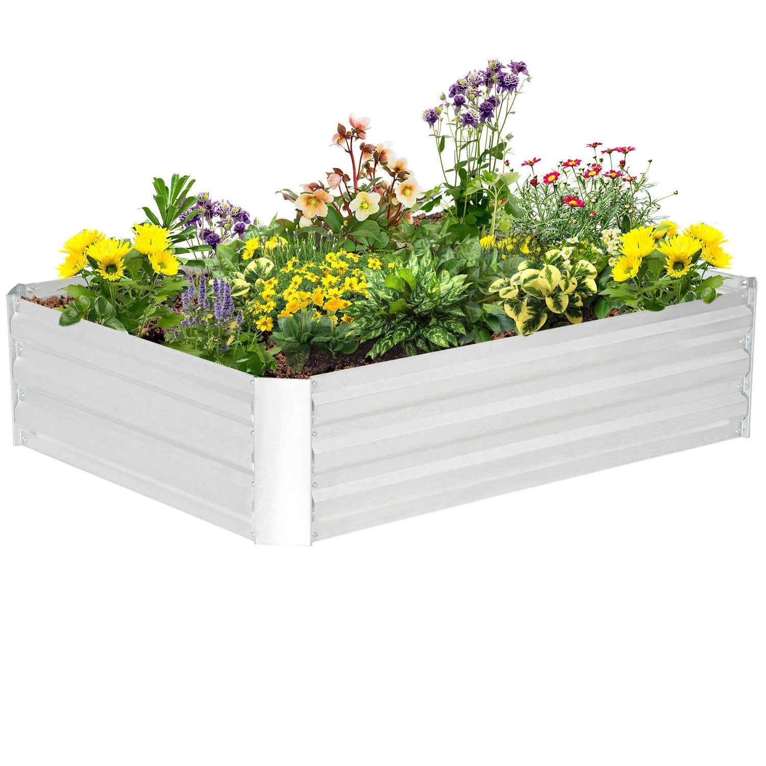 Højbed lavet af galvaniseret stål Havebeplantning til haveblomsterkasse Urtepotte Sølv 120 X 90 X 30 Cm