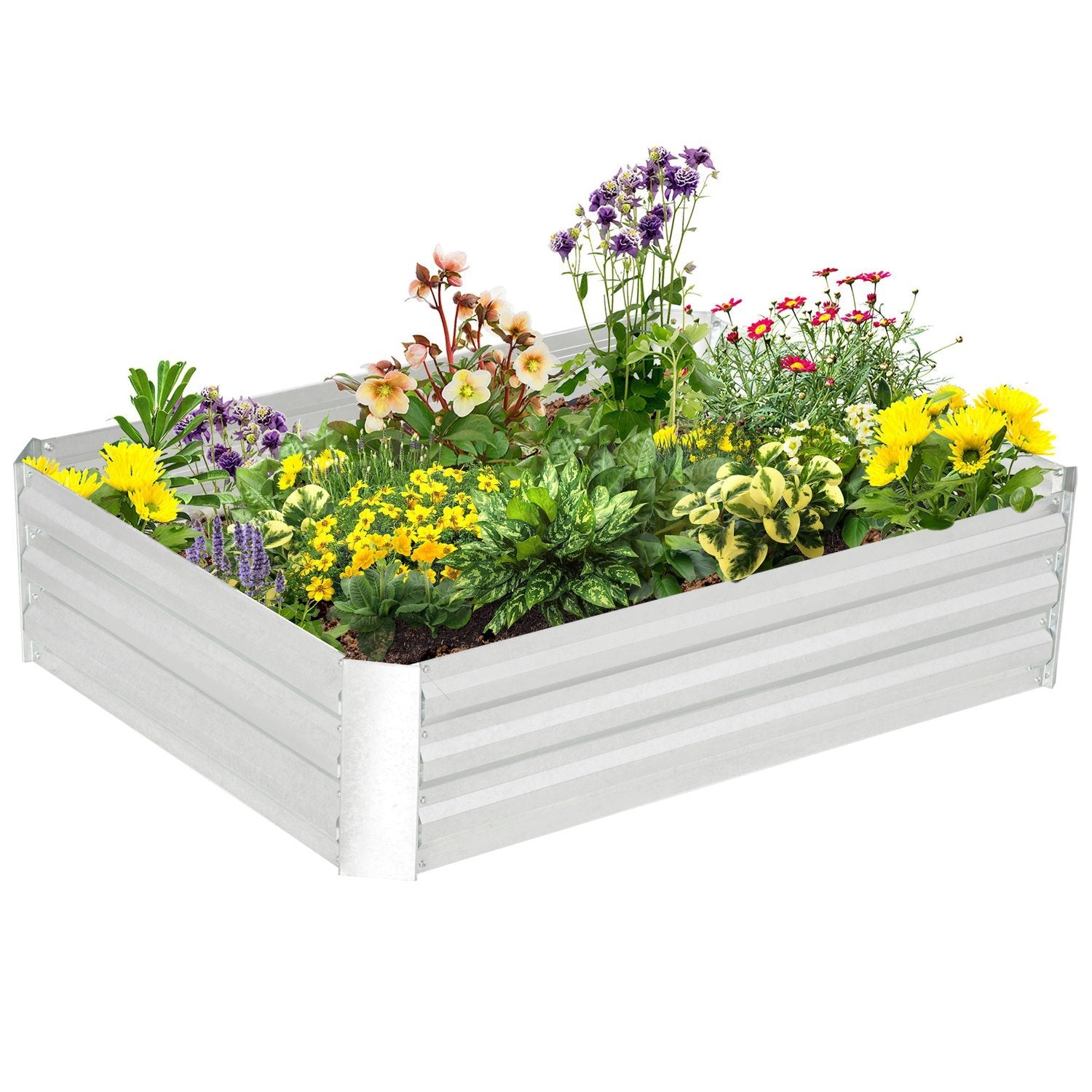 Højbed lavet af galvaniseret stål Havebeplantning til haveblomsterkasse Urtepotte Sølv 120 X 90 X 30 Cm