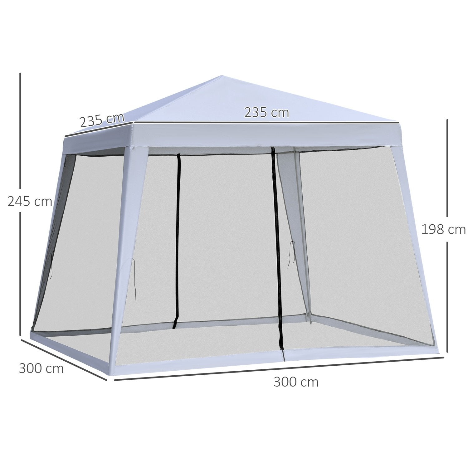 Havepavillon Pavillon Marquee Partytelt Vejrbestandigt telt med myggenet Metal + polyestergrå 3 X 3 M