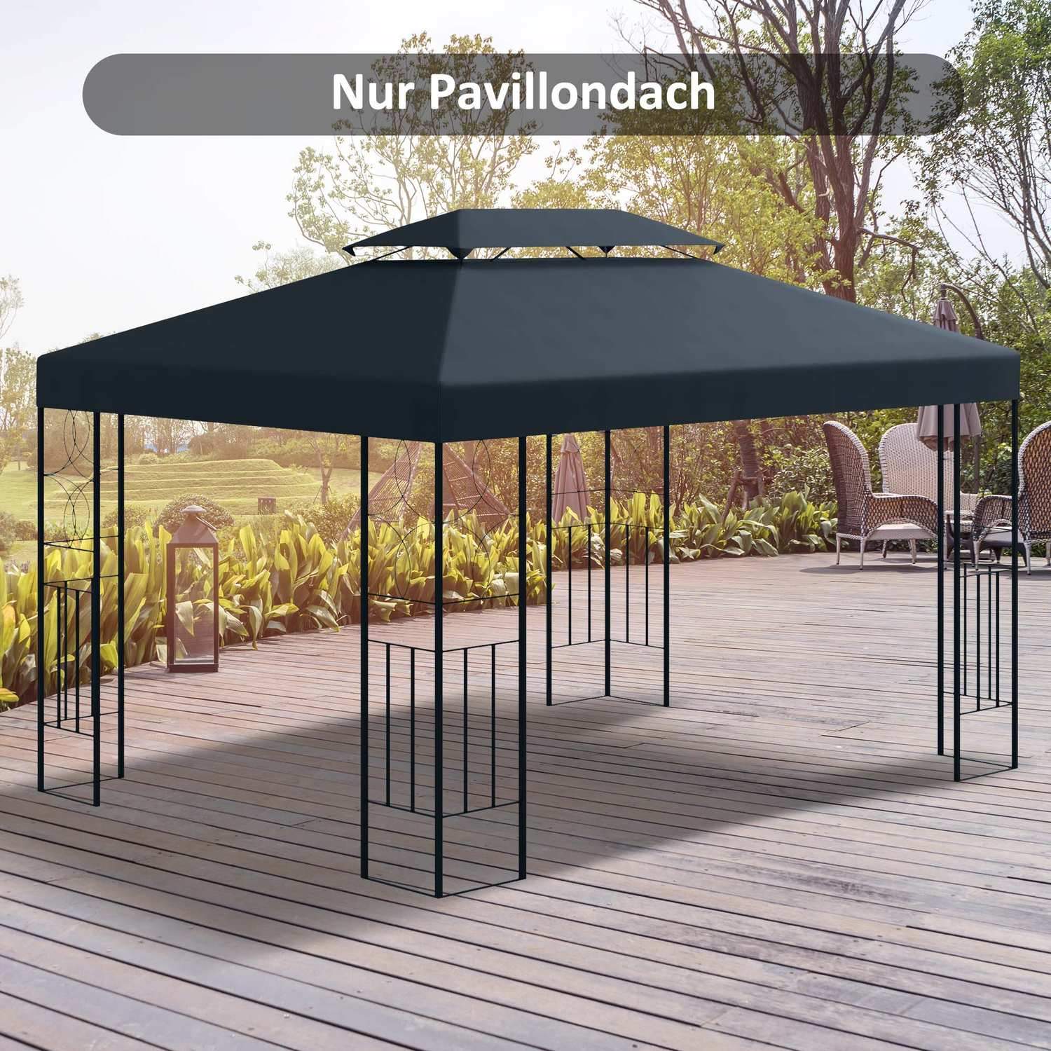 Udskiftningstag Gazebo Roof Garden Gazebo Polyester 3X4M Koksgrå