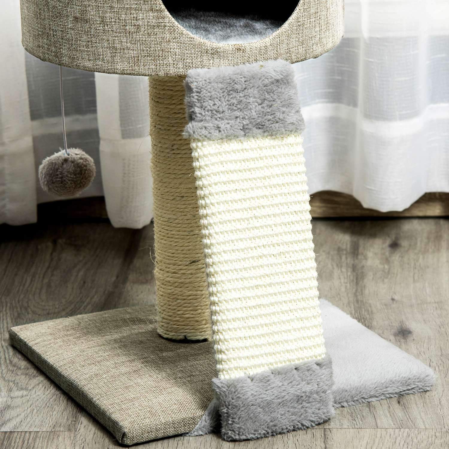 Cat Scratching Post Klätterträd Med Play Ball, Cat Box, Grå, 30X30X50Cm