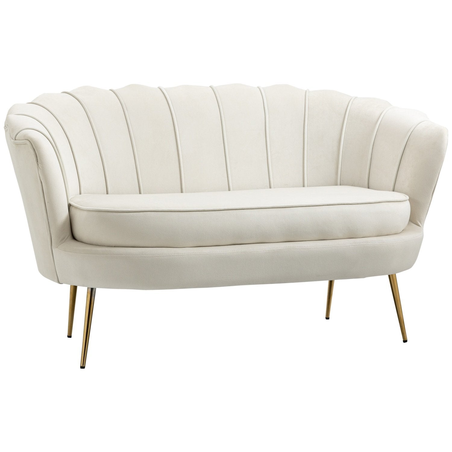 2-Pers Sofa Sofa Polstret Sofa Loveseat Armlæn Fløjl Op til 150 Kg Stue Soveværelse Creme 130X77X77Cm